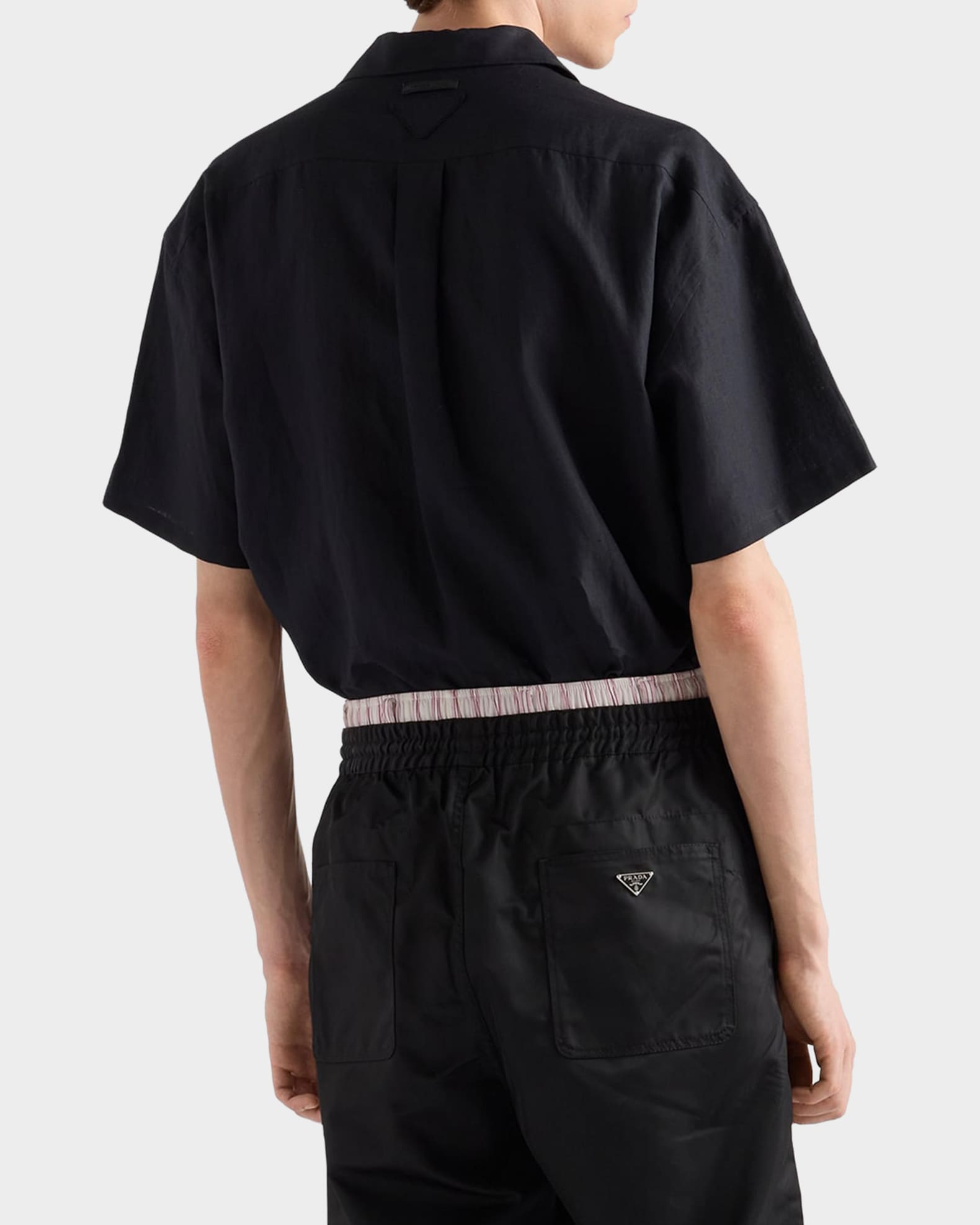 プラダ　コットンテリー　ボウリングシャツ　半袖　パイル　黒　Sサイズ Prada Linen Bowling Shirt | Neiman Marcus