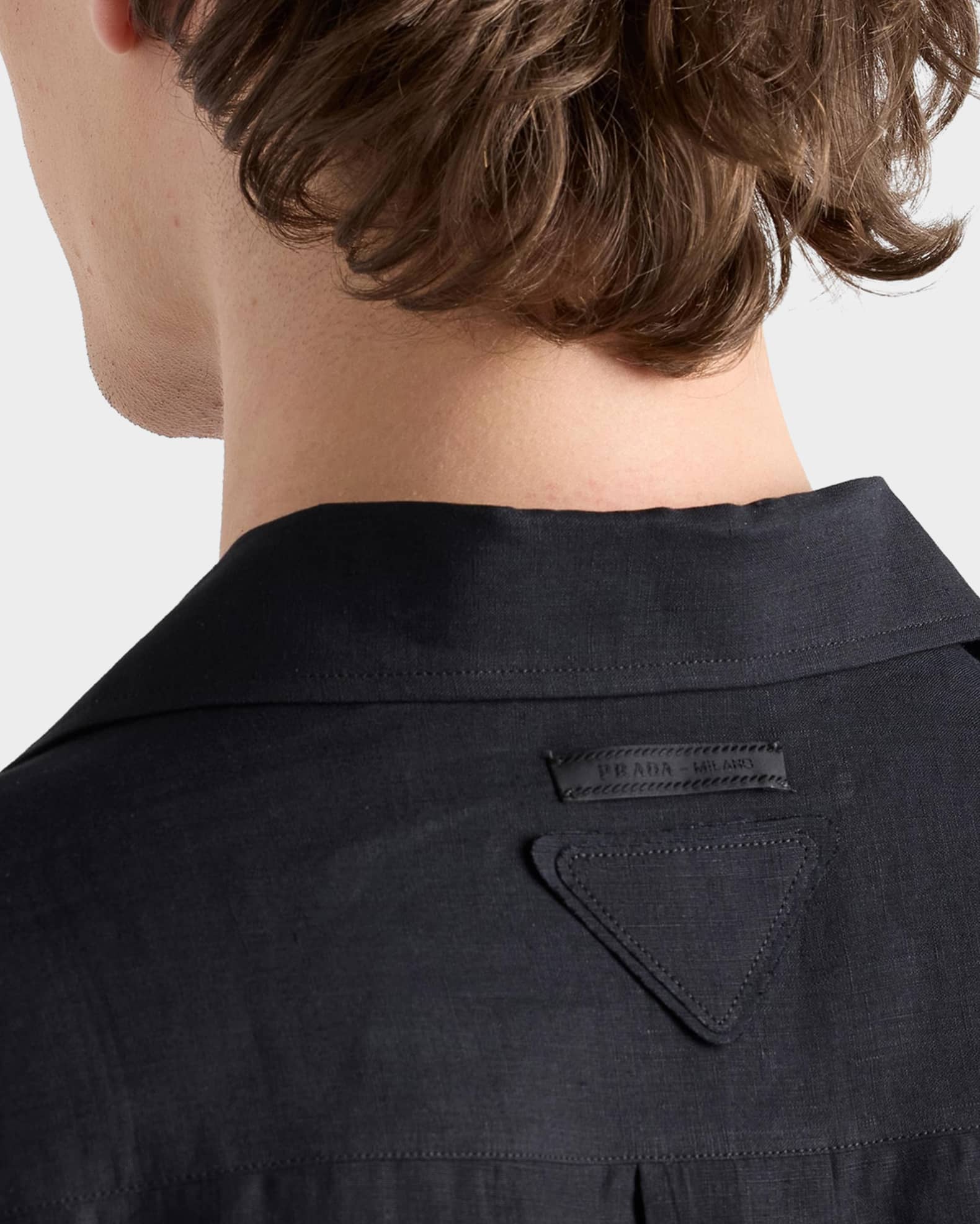 Prada Linen Bowling Shirt | Neiman Marcus