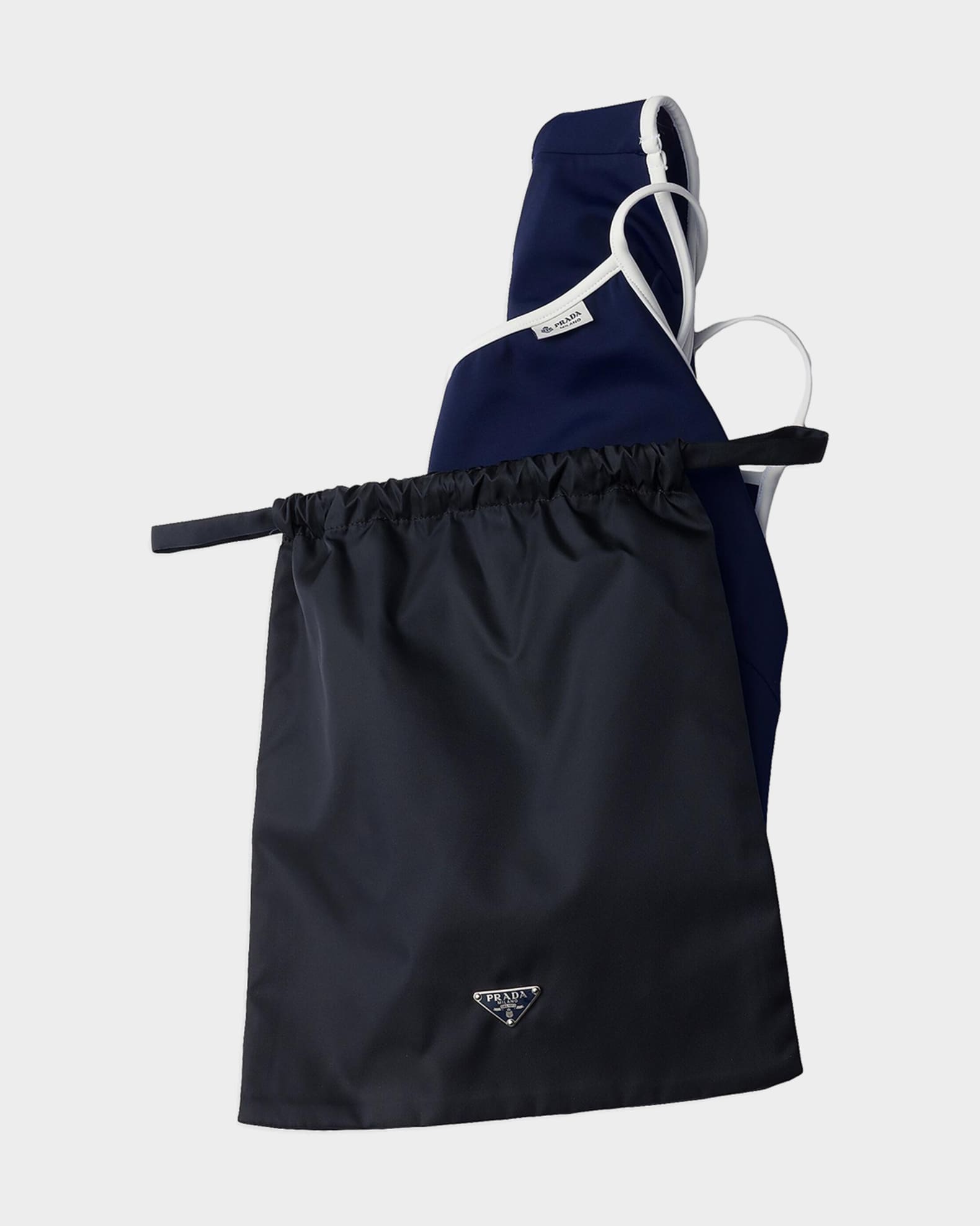 Prada Contrast-Trim Jersey One-Piece Swimsuit | Neiman Marcus