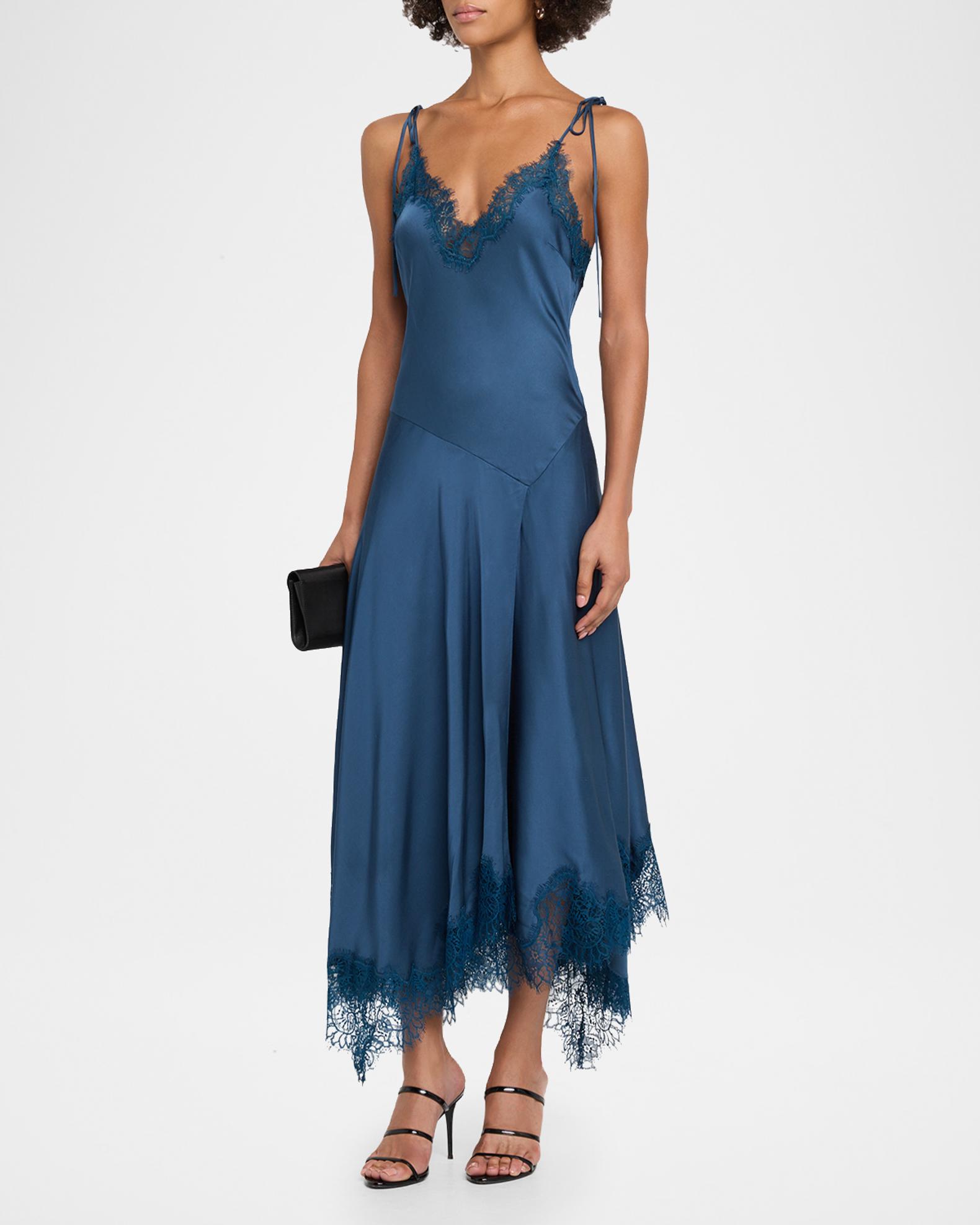 A.L.C. Aleena Satin Lace Maxi Dress | Neiman Marcus
