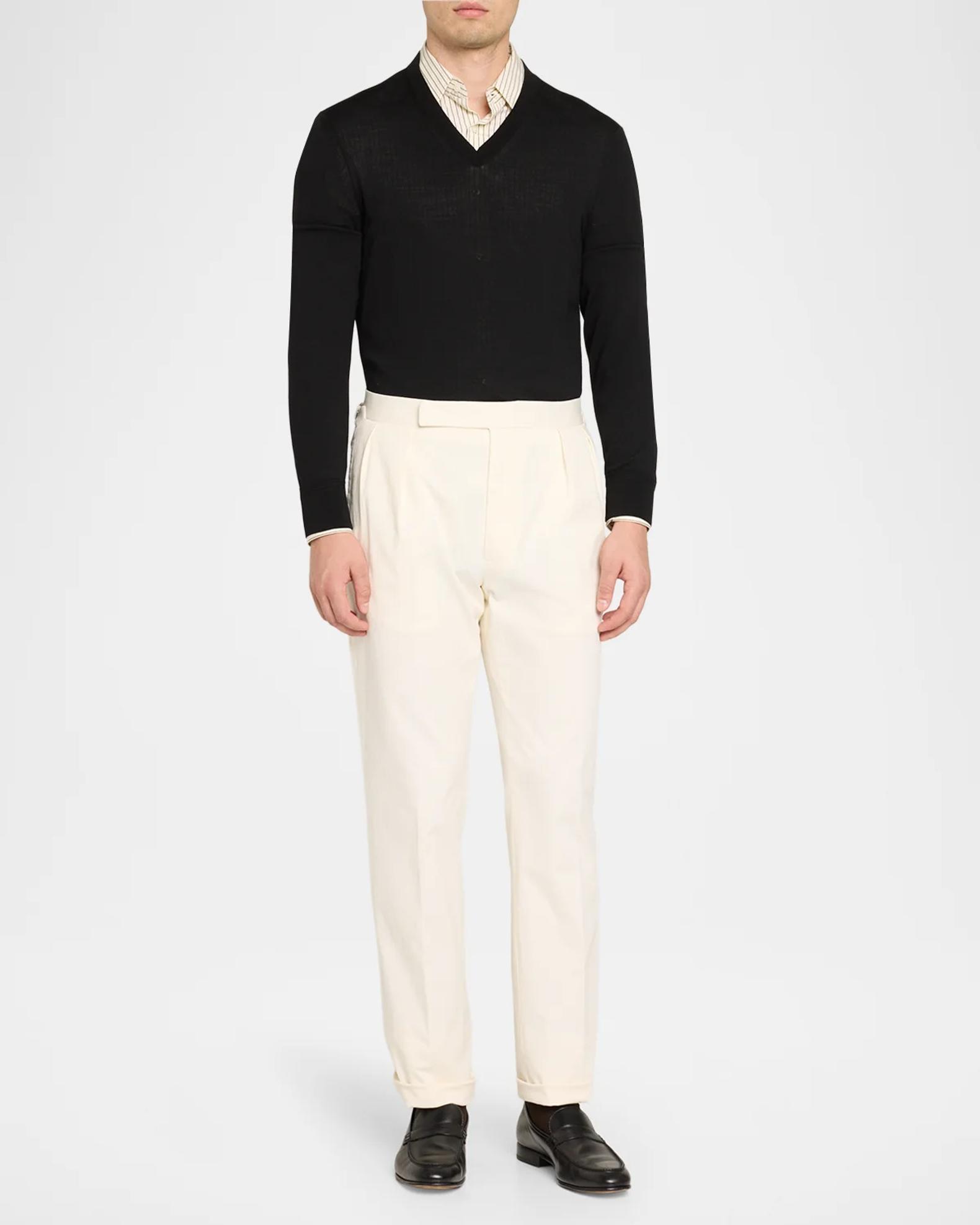 Ralph Lauren Purple Label Men's Silk Straight-Leg Chino Trousers