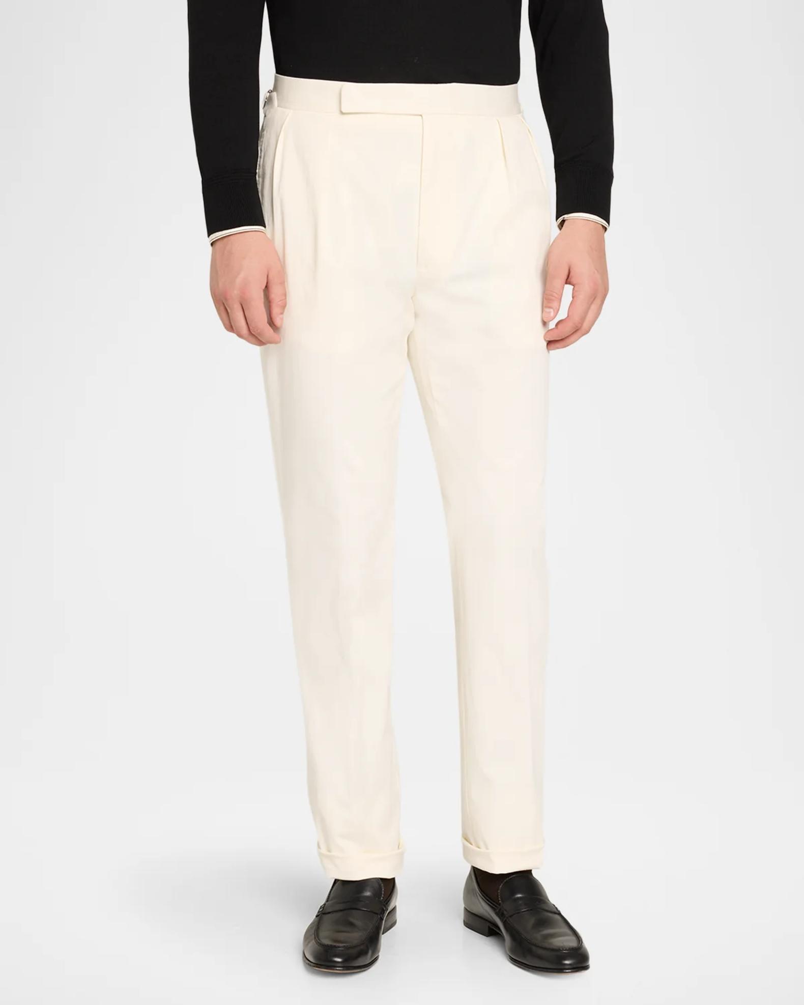 Ralph Lauren Purple Label Men's Silk Straight-Leg Chino Trousers