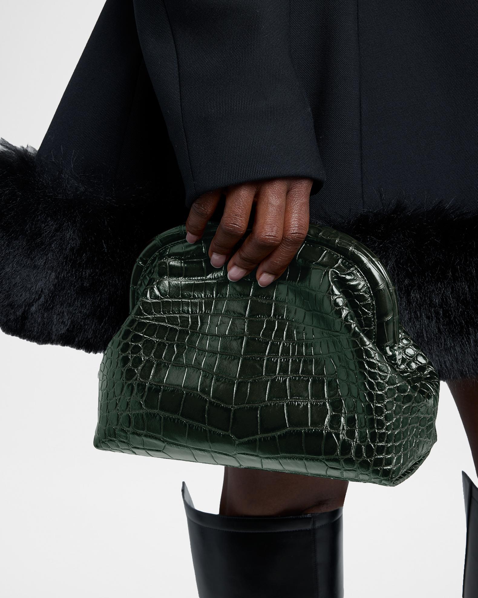 Stella McCartney Falabella Croc-Embossed Clutch | Neiman Marcus