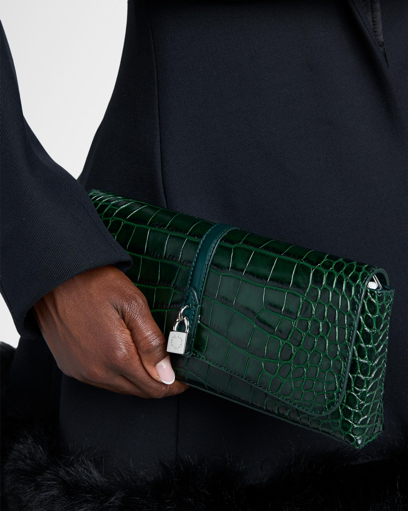 Stella McCartney Ryder Croc-Embossed Vegan Leather Clutch Bag