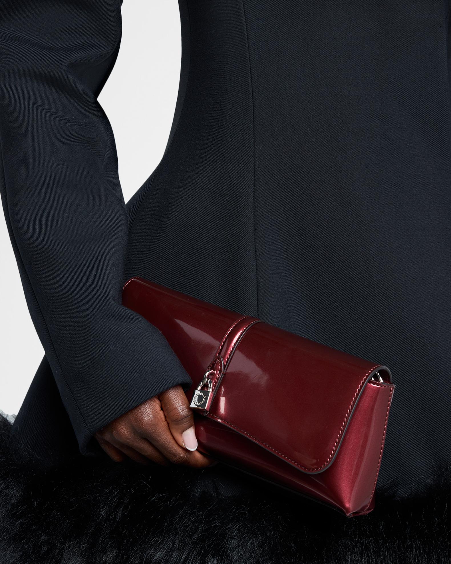 STELLA McCARTNEY バーガンディ 小物入れ Stella McCartney Ryder Padlock Convertible Pochette | Neiman Marcus