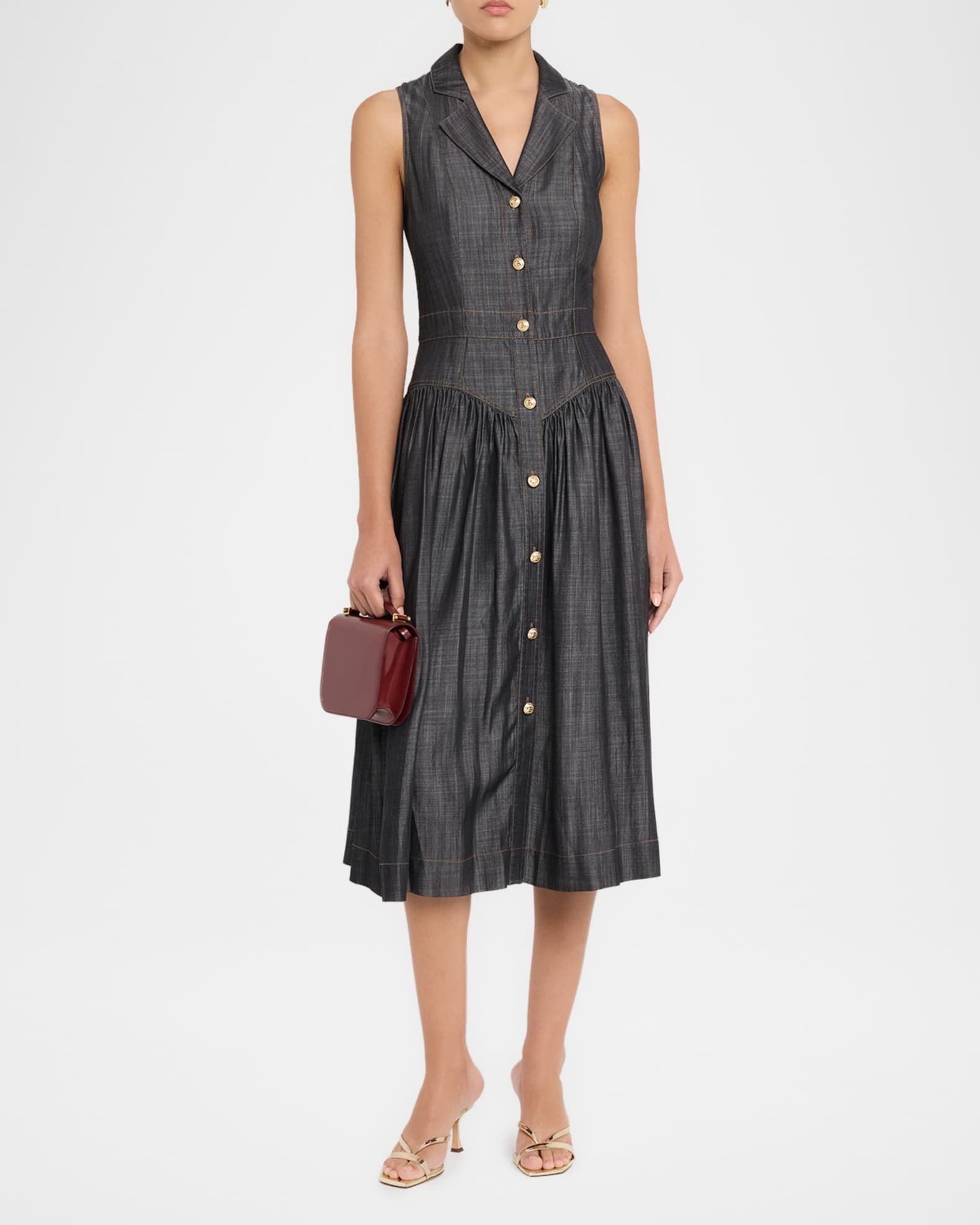 tahari denim dress Elie Tahari July The Madison Denim Midi Dress