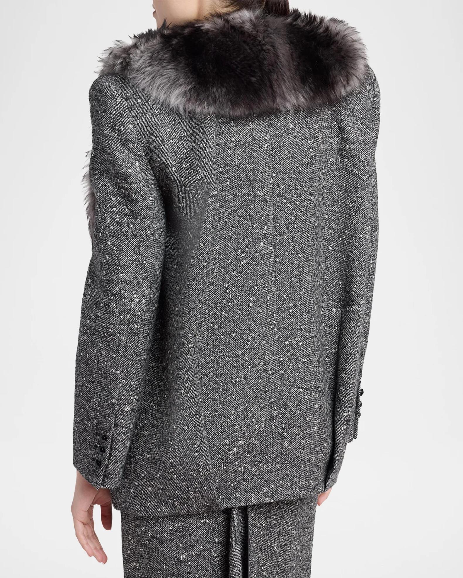 Valentino Garavani Lamb Shearling Wool Herringbone Coat | Neiman