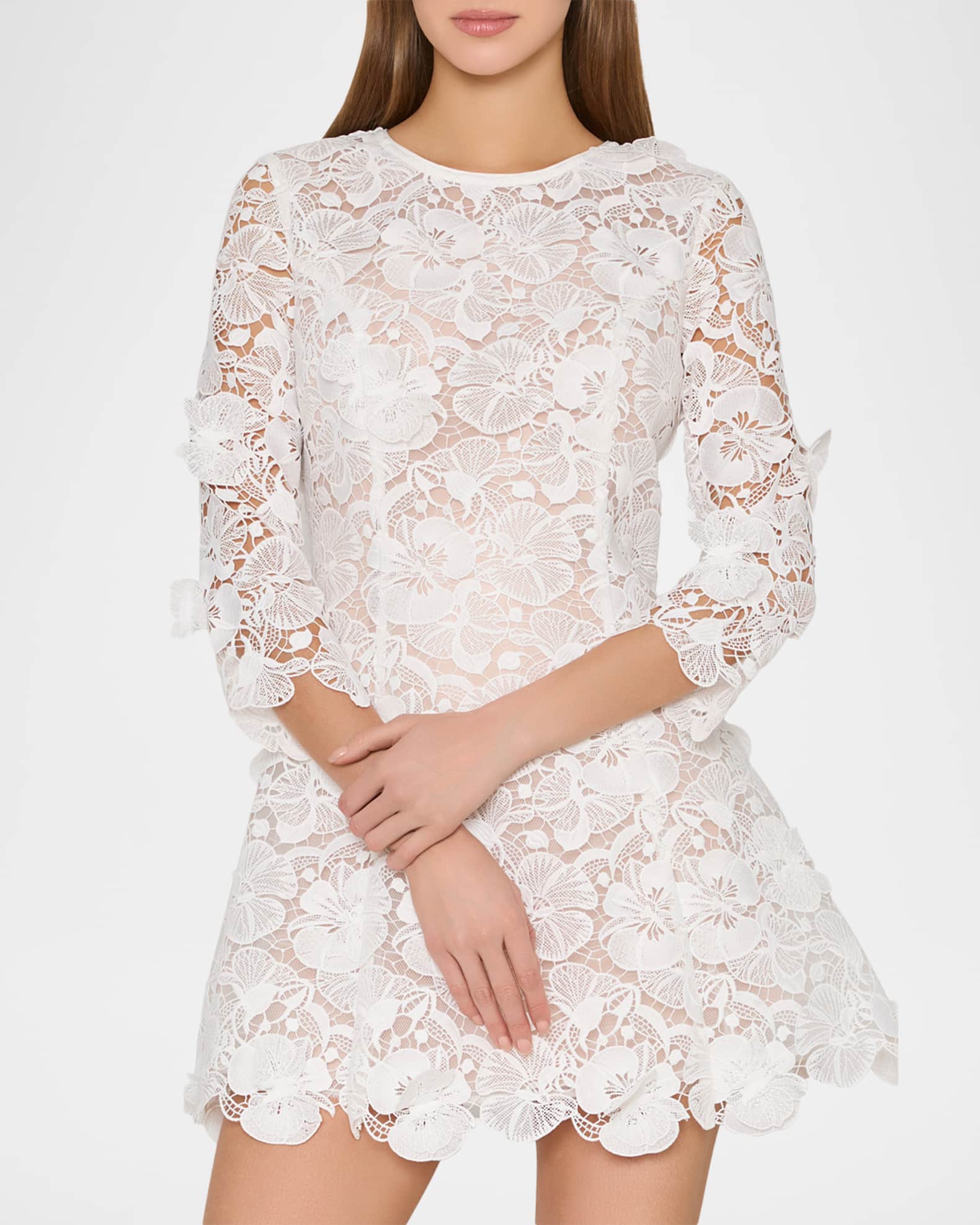 milly mini dresses Milly Emmie Lace Fit-&-Flare Mini Dress