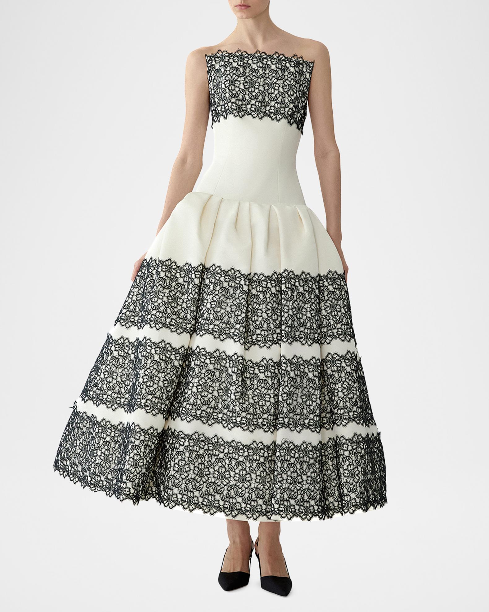 carolina herrera green lace dress Strapless Guipure Gown, Ceramic, Women's, 4 collection:dayoutfits