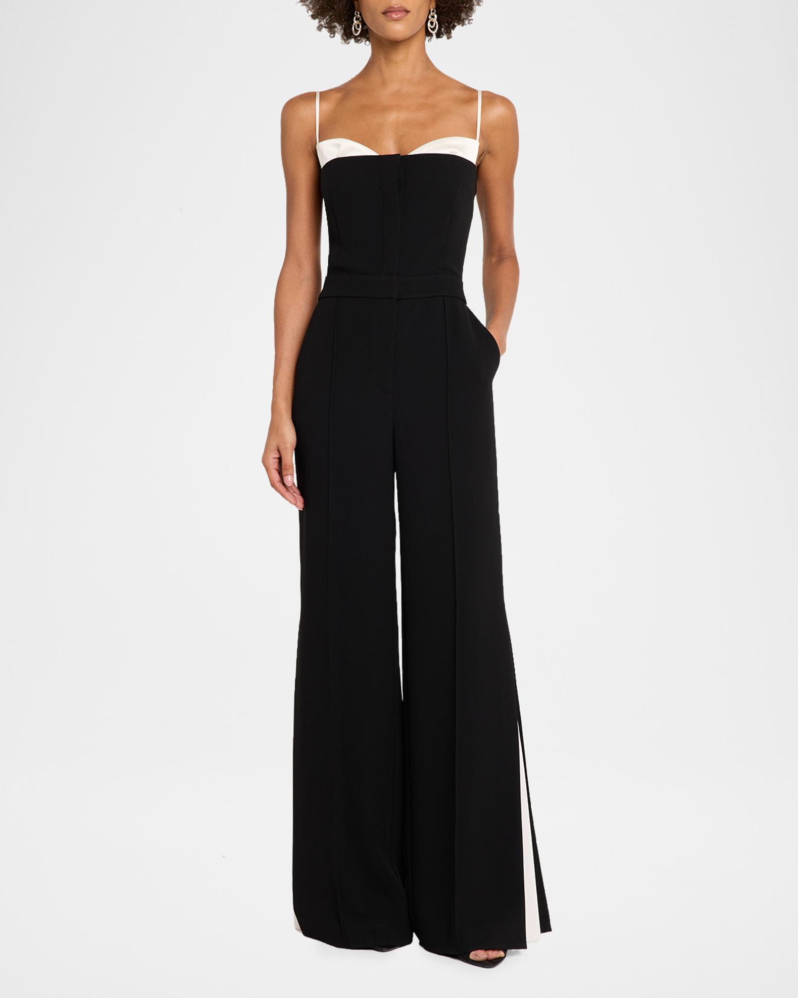 SIMKHAI Hazel Pleated-Inset Bustier Jumpsuit | Neiman Marcus