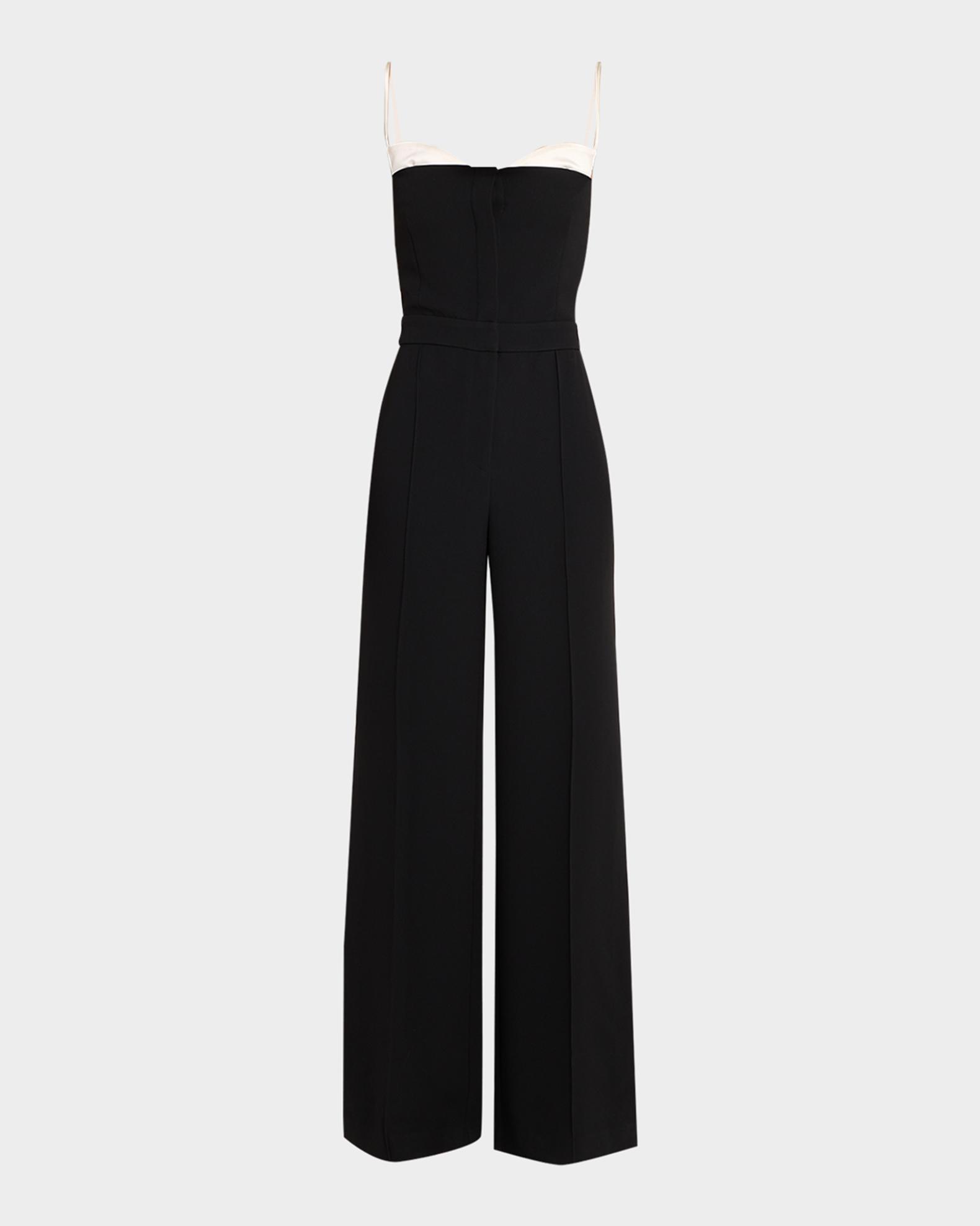 SIMKHAI Hazel Pleated-Inset Bustier Jumpsuit | Neiman Marcus