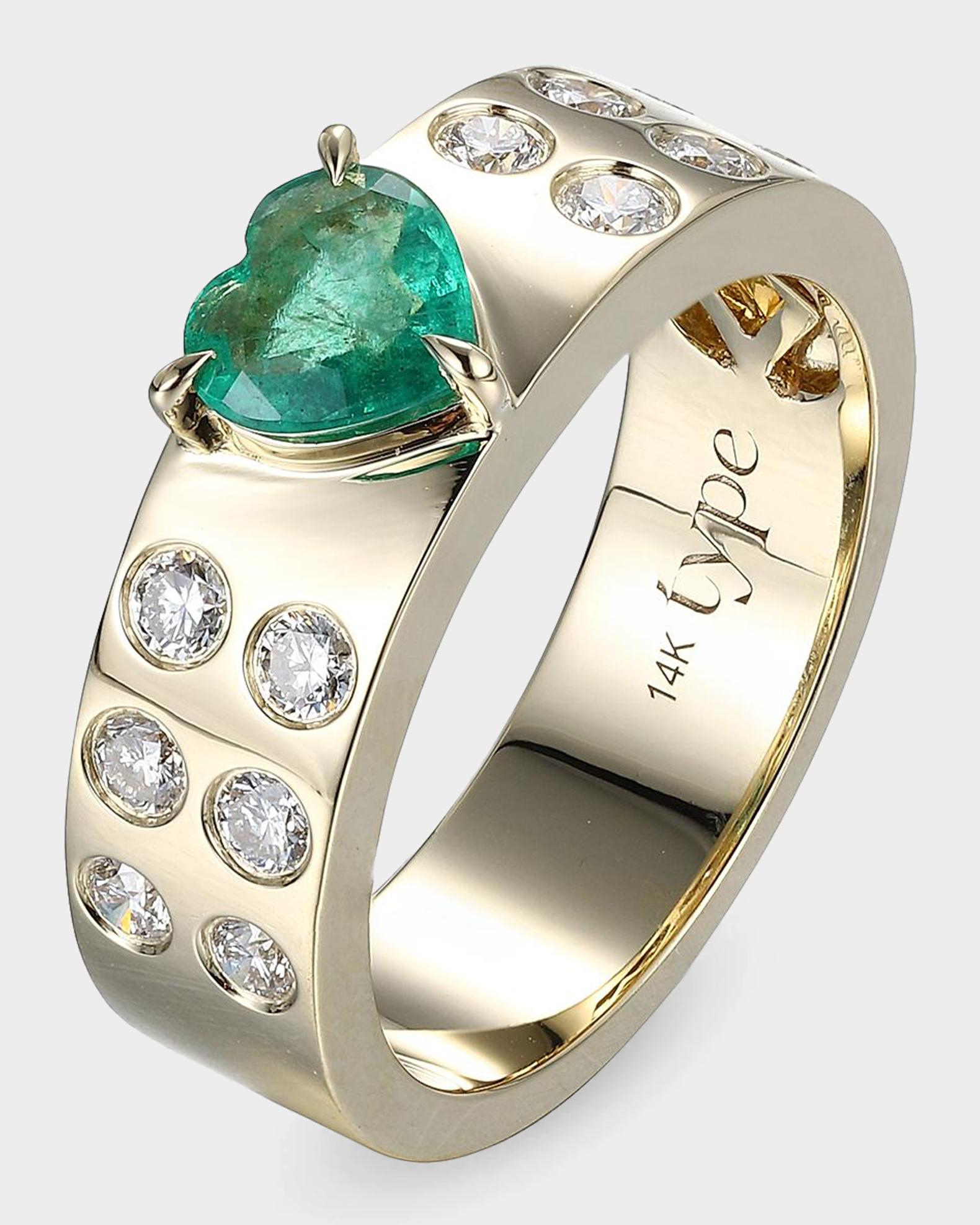 TYPE JEWELRY Leggo 14K Yellow Gold, Emerald & 0.53 TCW Diamond Ring ...