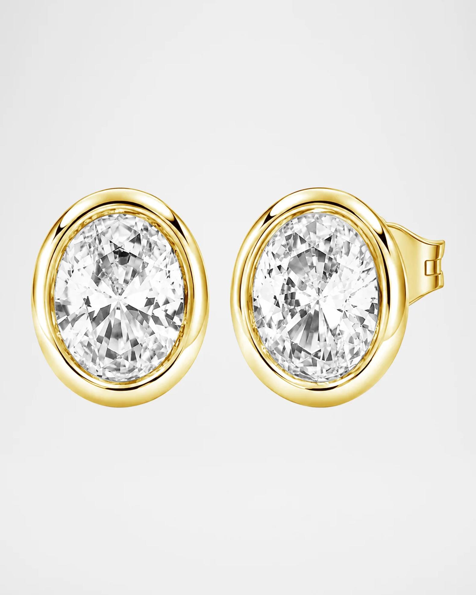 Lab Grown Diamonds Lab-Grown Diamonds 18K Yellow Gold Oval Stud ...