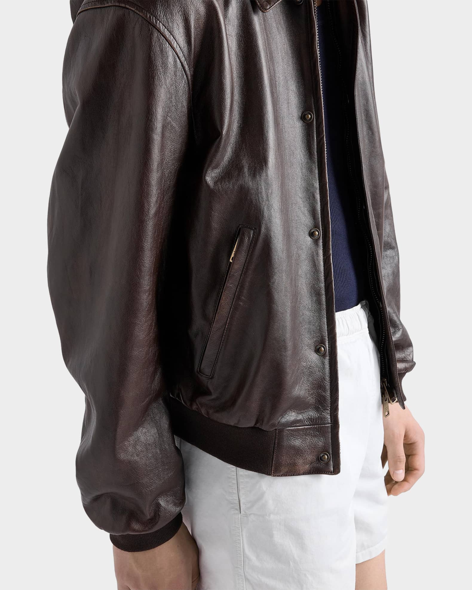 Prada Men's Nappa Leather Bomber Jacket | Neiman Marcus