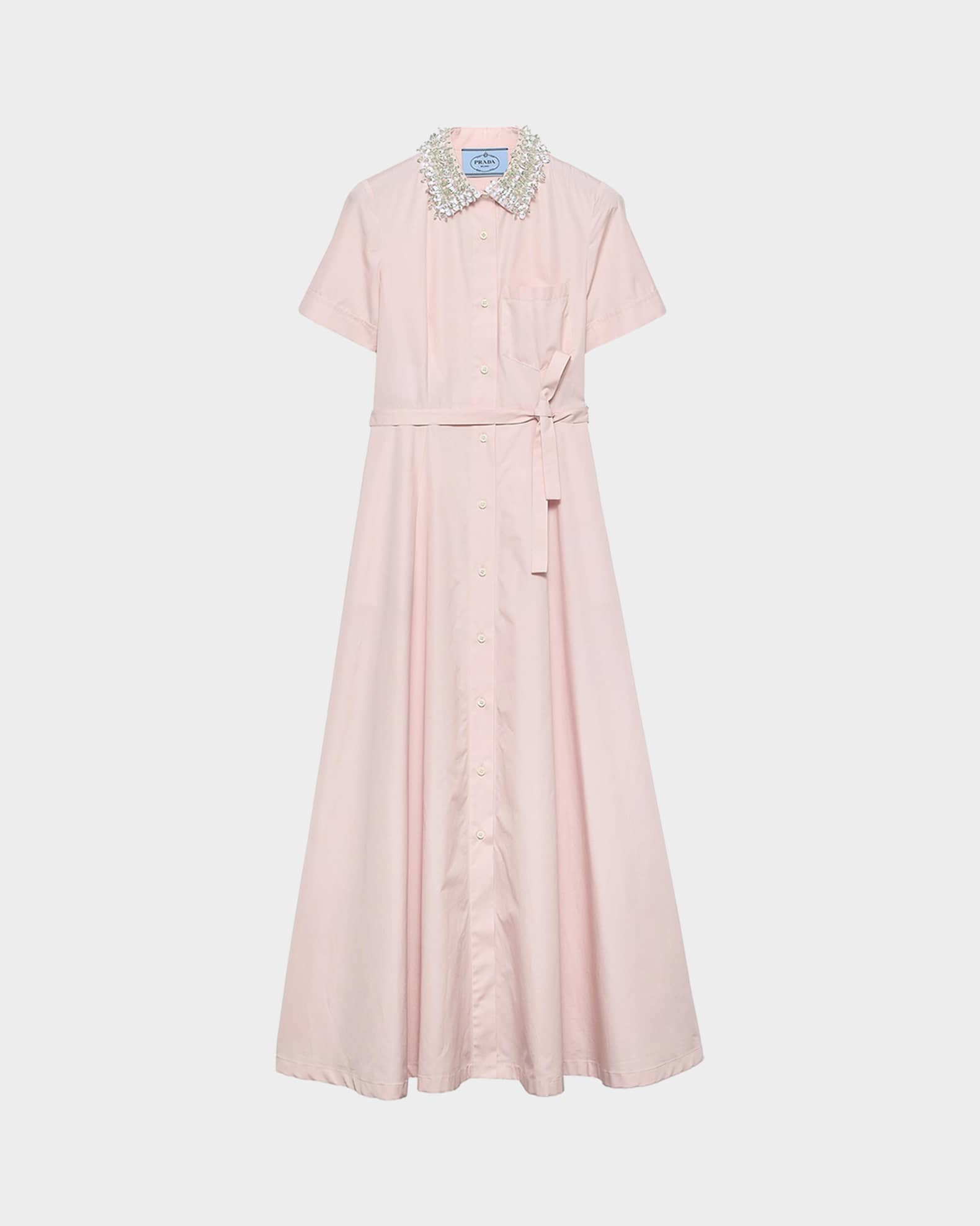 poplin embroidered dress EMBROIDERED POPLIN MIDI DRESS
