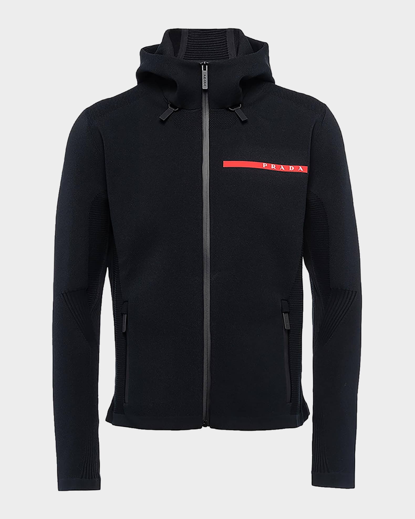 Prada Men's Techno Pique Hoodie | Neiman Marcus