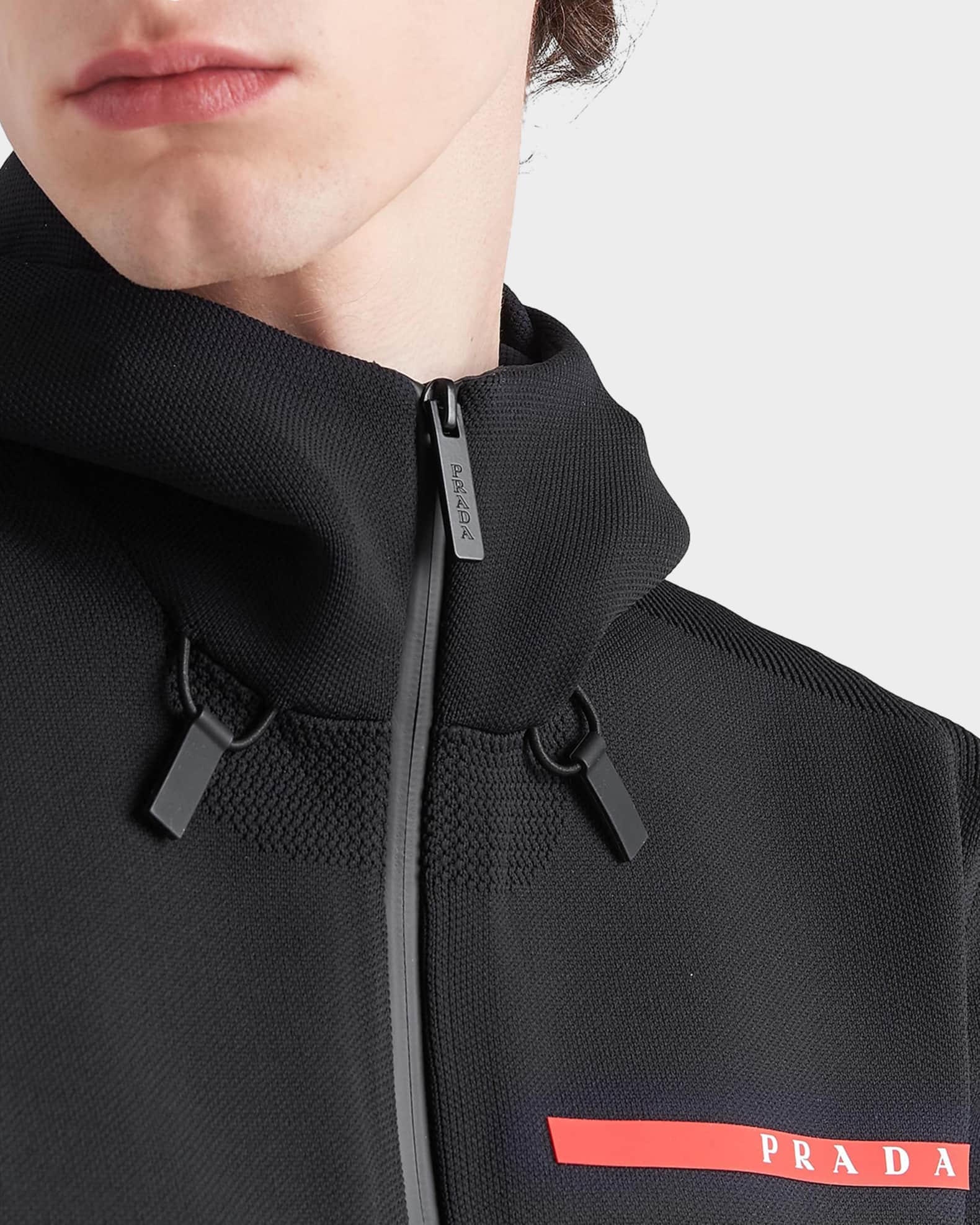 Prada Men's Techno Pique Hoodie | Neiman Marcus
