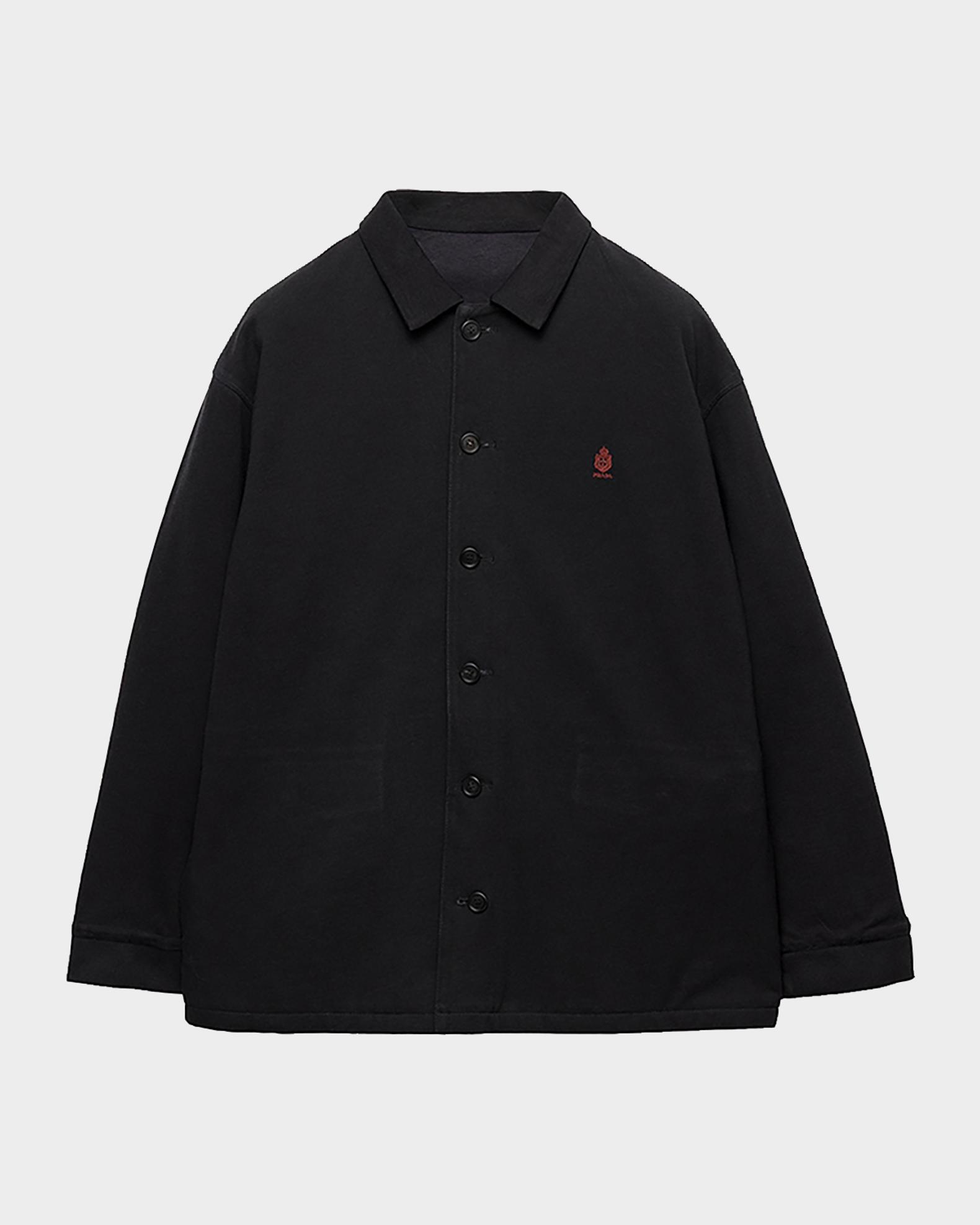 PRADA Crepe Buttoned Jacket Black Prada Renylon Shirt Jacket 