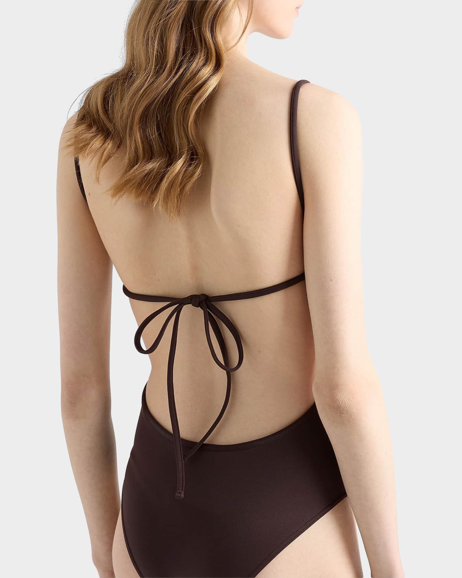 Prada Interlock Knit One-Piece Swimsuit | Neiman Marcus