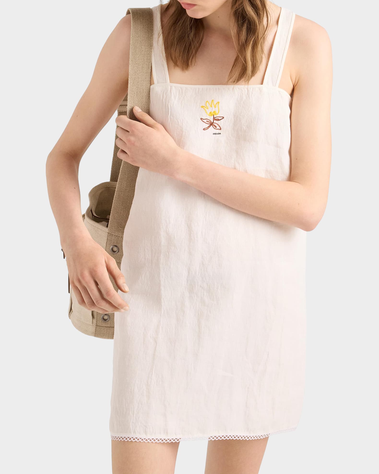 prada ladies dresses Spring 1996 Grapevine Butterfly Floral Appliqe Silk Chiffon Slip Dress 42 This shirt dress is a mini length Prada Women's Natt Fabric Dress