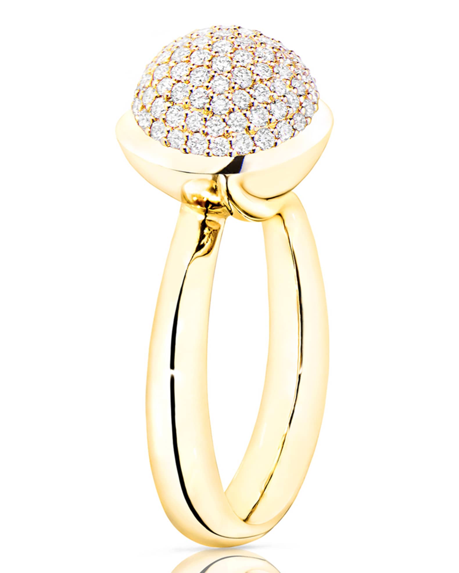 Bouton 18K Yellow Gold Pave Diamond Dome Ring, Size 7 1