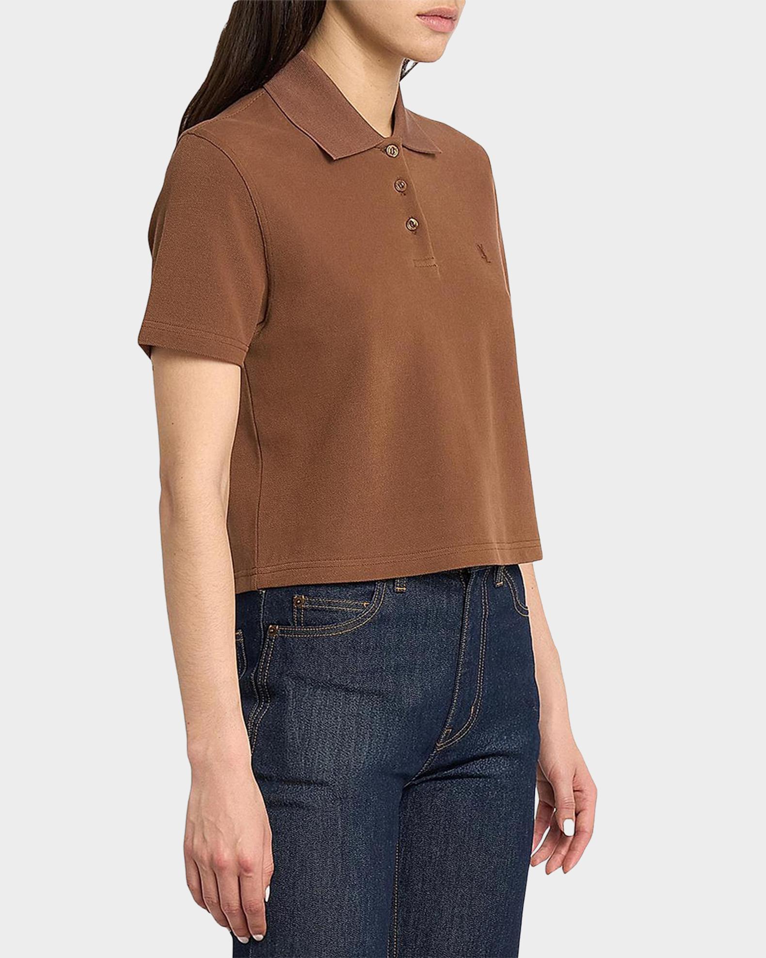 Saint Laurent Cassandre Cotton Cropped Polo Shirt | Neiman Marcus