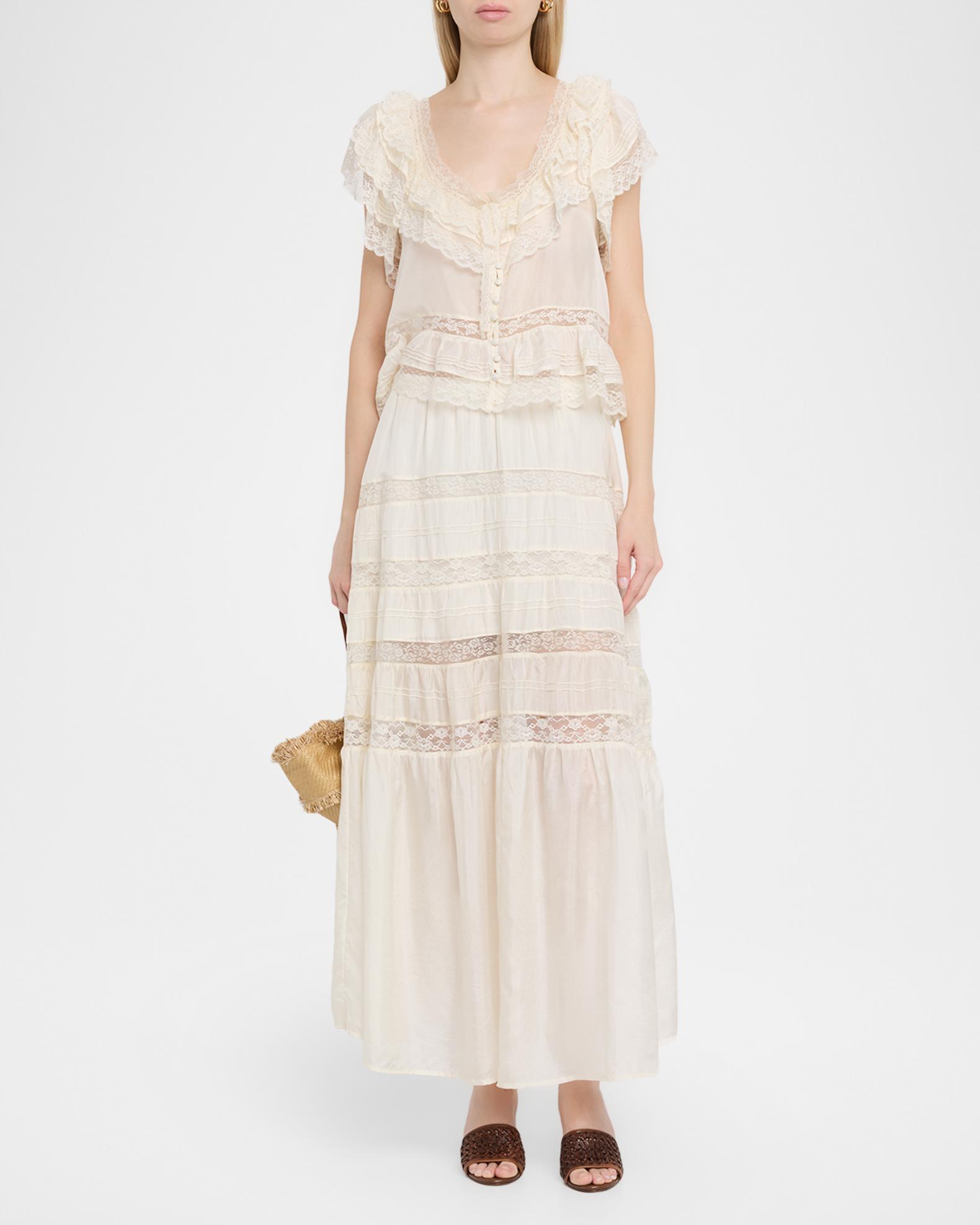 LoveShackFancy Persine Silk Ruffle Top | Neiman Marcus