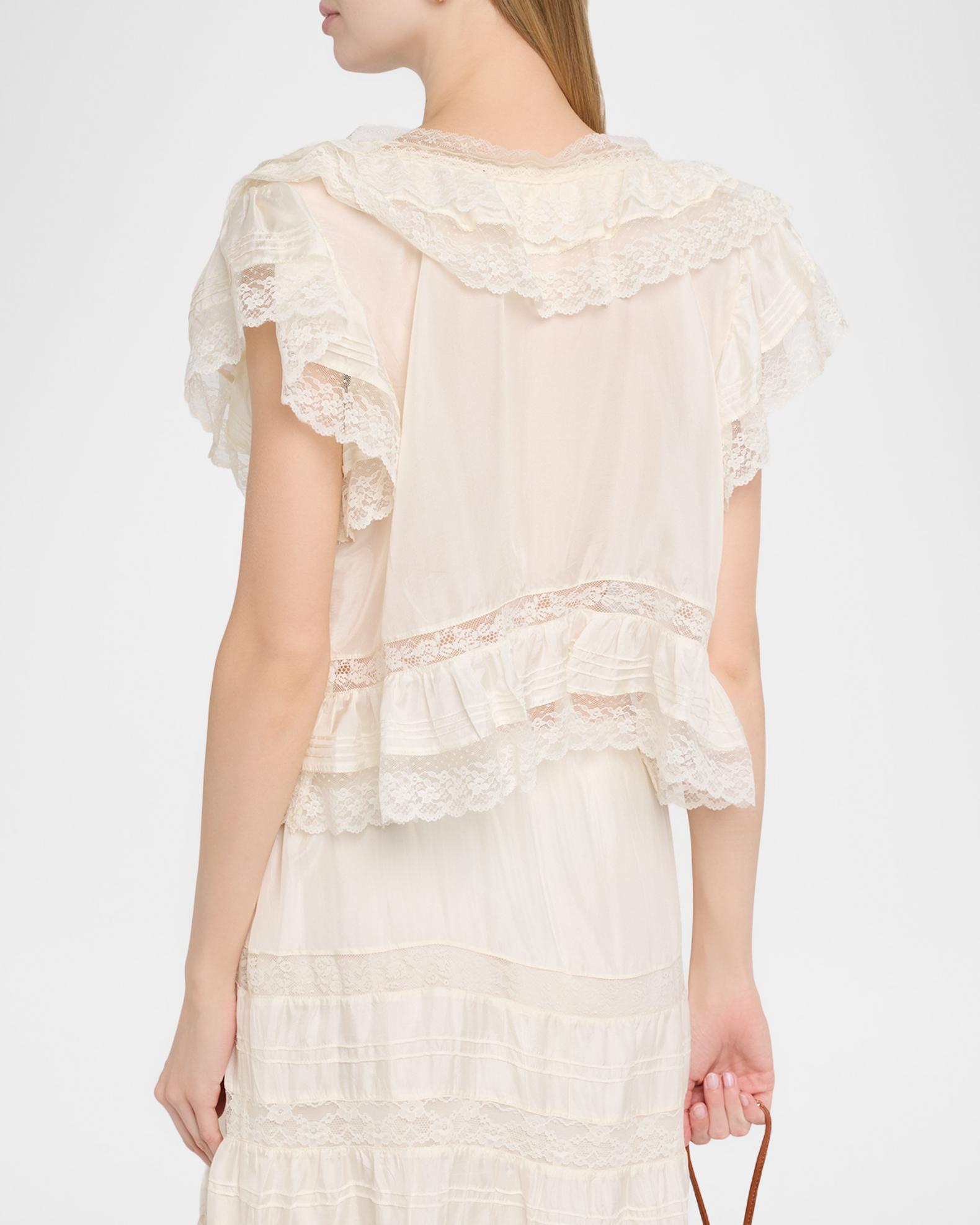 LoveShackFancy Persine Silk Ruffle Top | Neiman Marcus