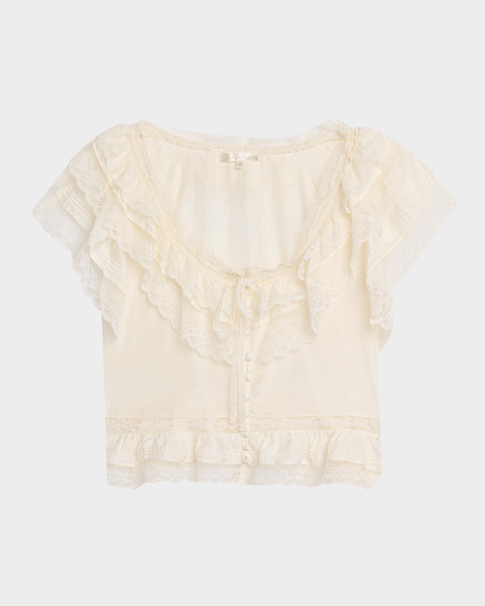 LoveShackFancy Persine Silk Ruffle Top | Neiman Marcus