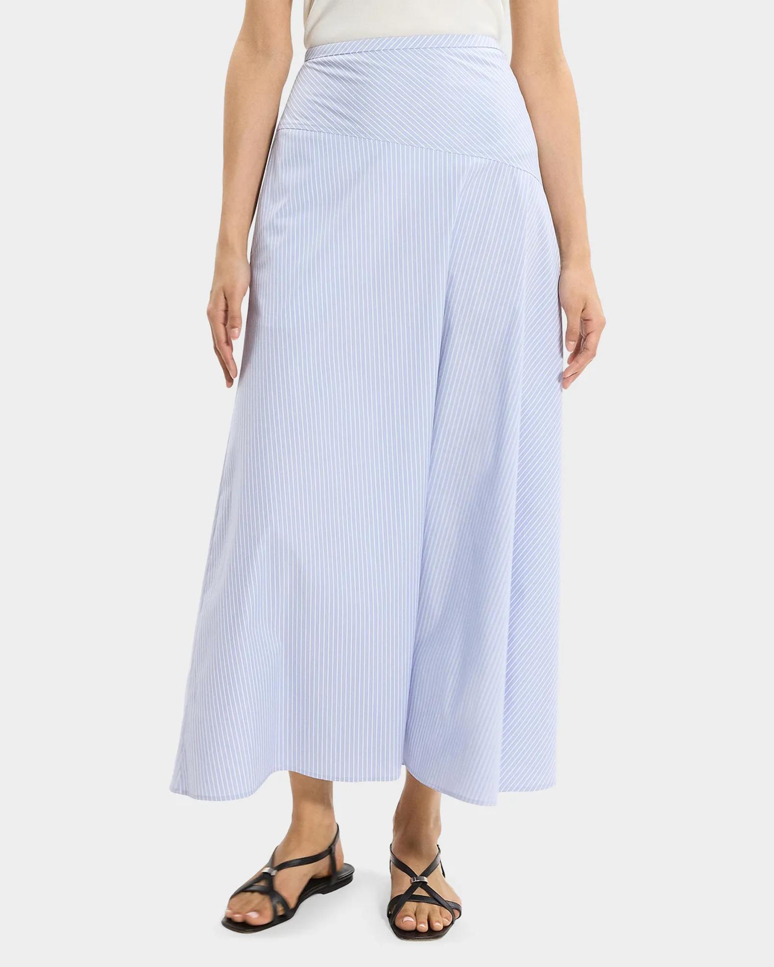 Theory Striped Cotton-Blend Maxi Skirt | Neiman Marcus