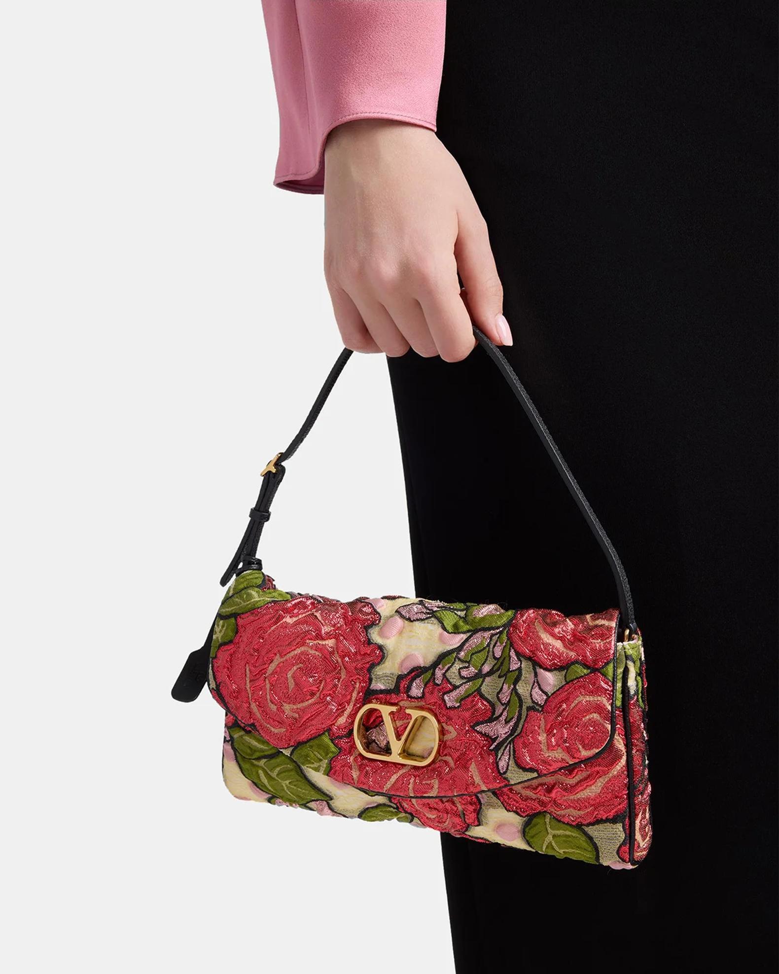 Valentino Garavani Small Floral Jacquard Shoulder Bag | Neiman Marcus