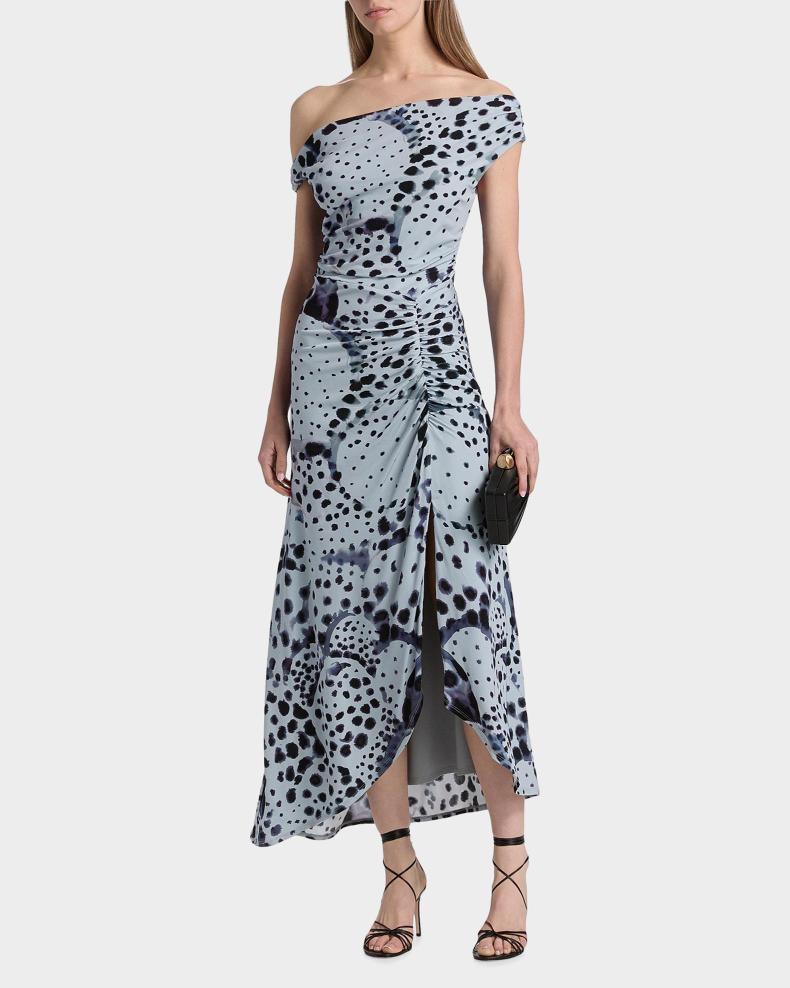 AMUR Ella Pearl Ray Print Midi Dress | Neiman Marcus