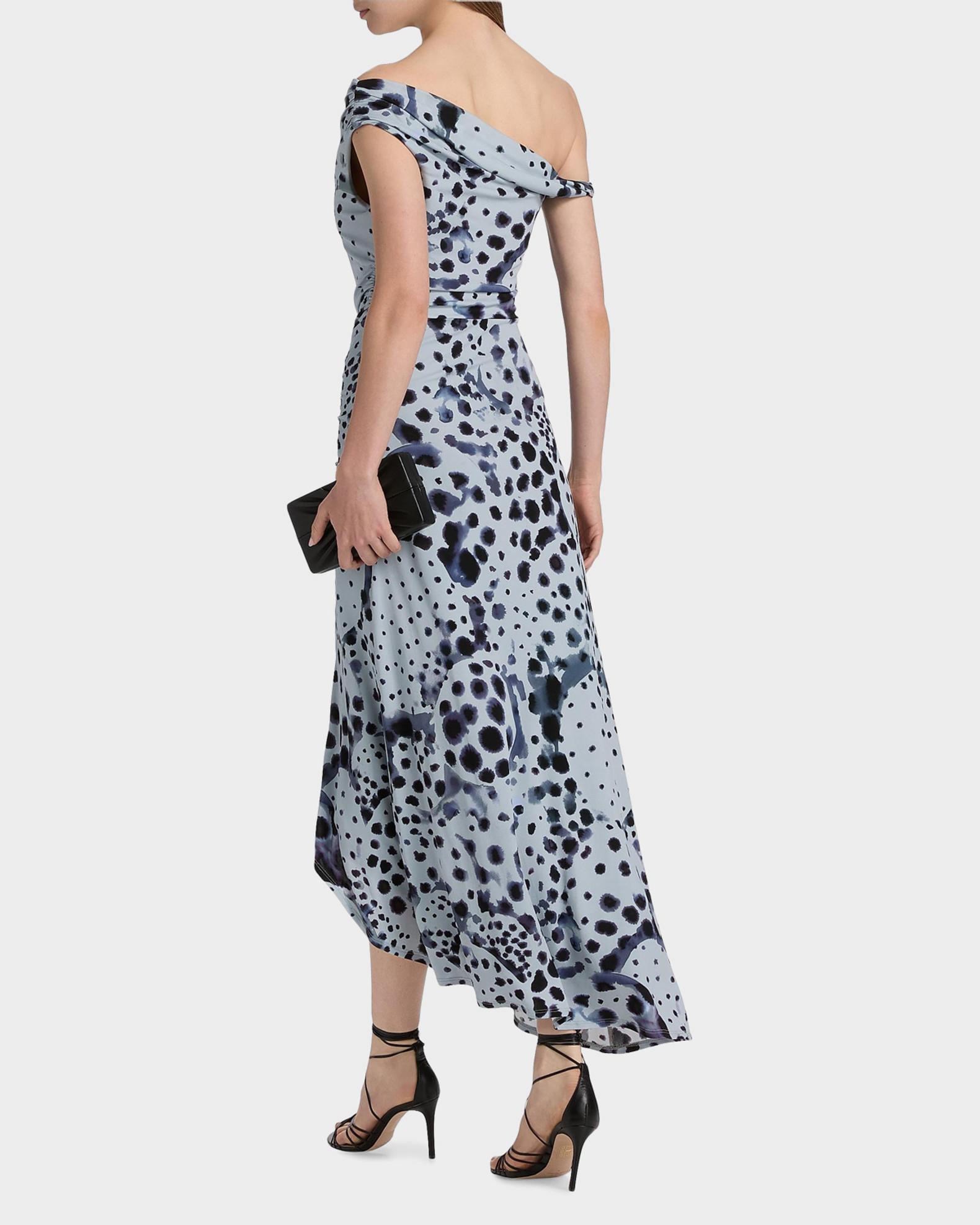 AMUR Ella Pearl Ray Print Midi Dress | Neiman Marcus
