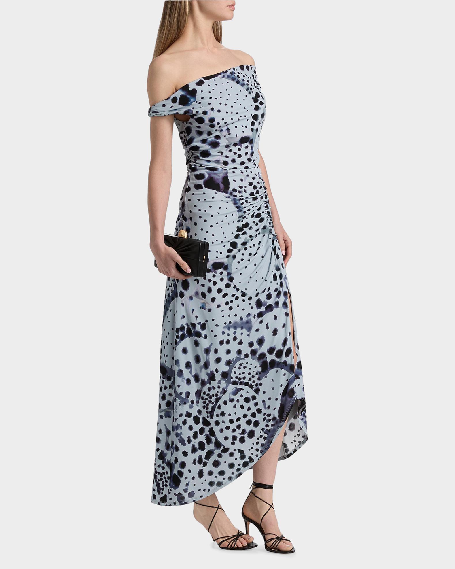AMUR Ella Pearl Ray Print Midi Dress | Neiman Marcus