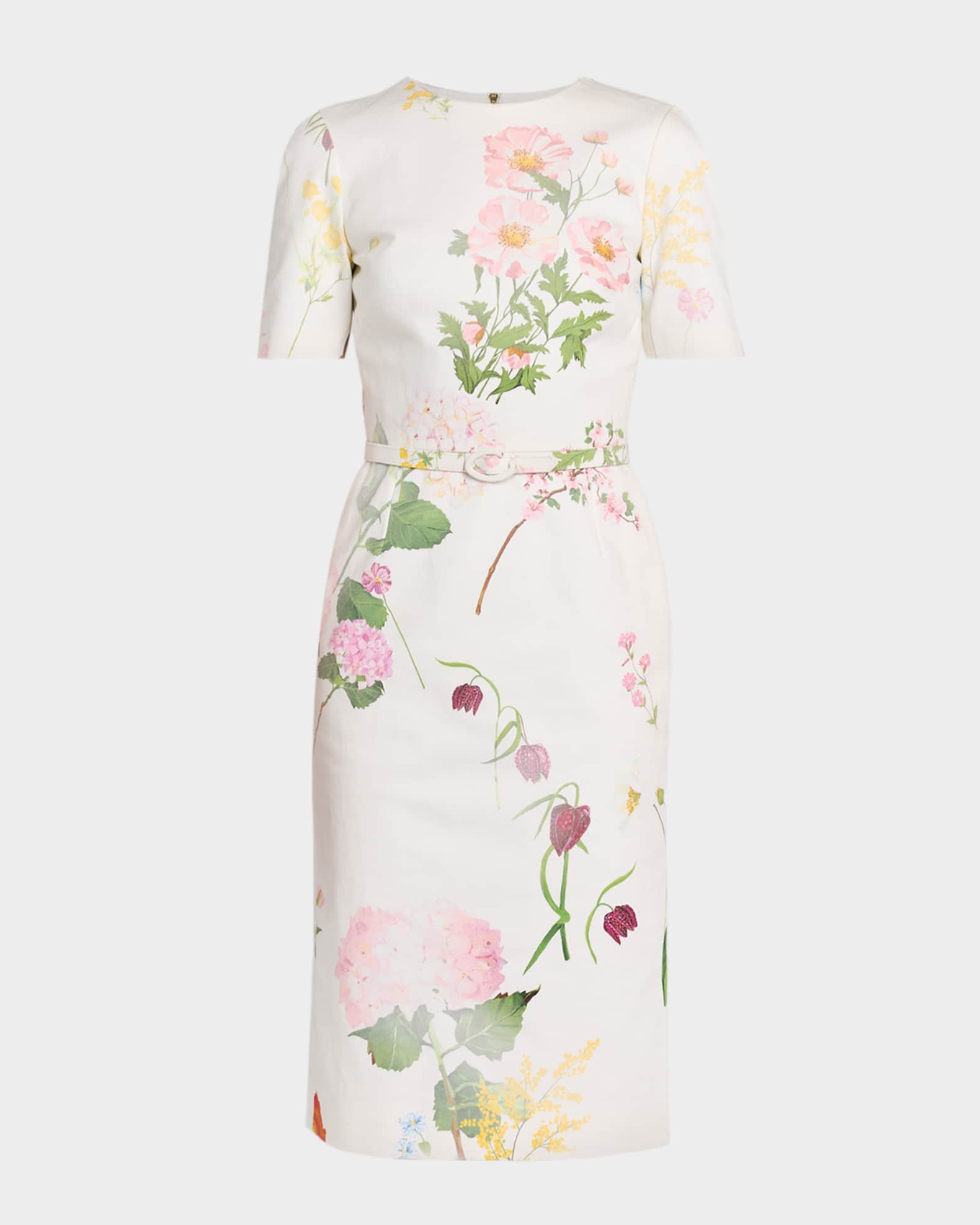 delicate flower arabesques short sleeve midi dress Farm Rio Women's Delicate Flower Arabesques Short Sleeve Midi Dress