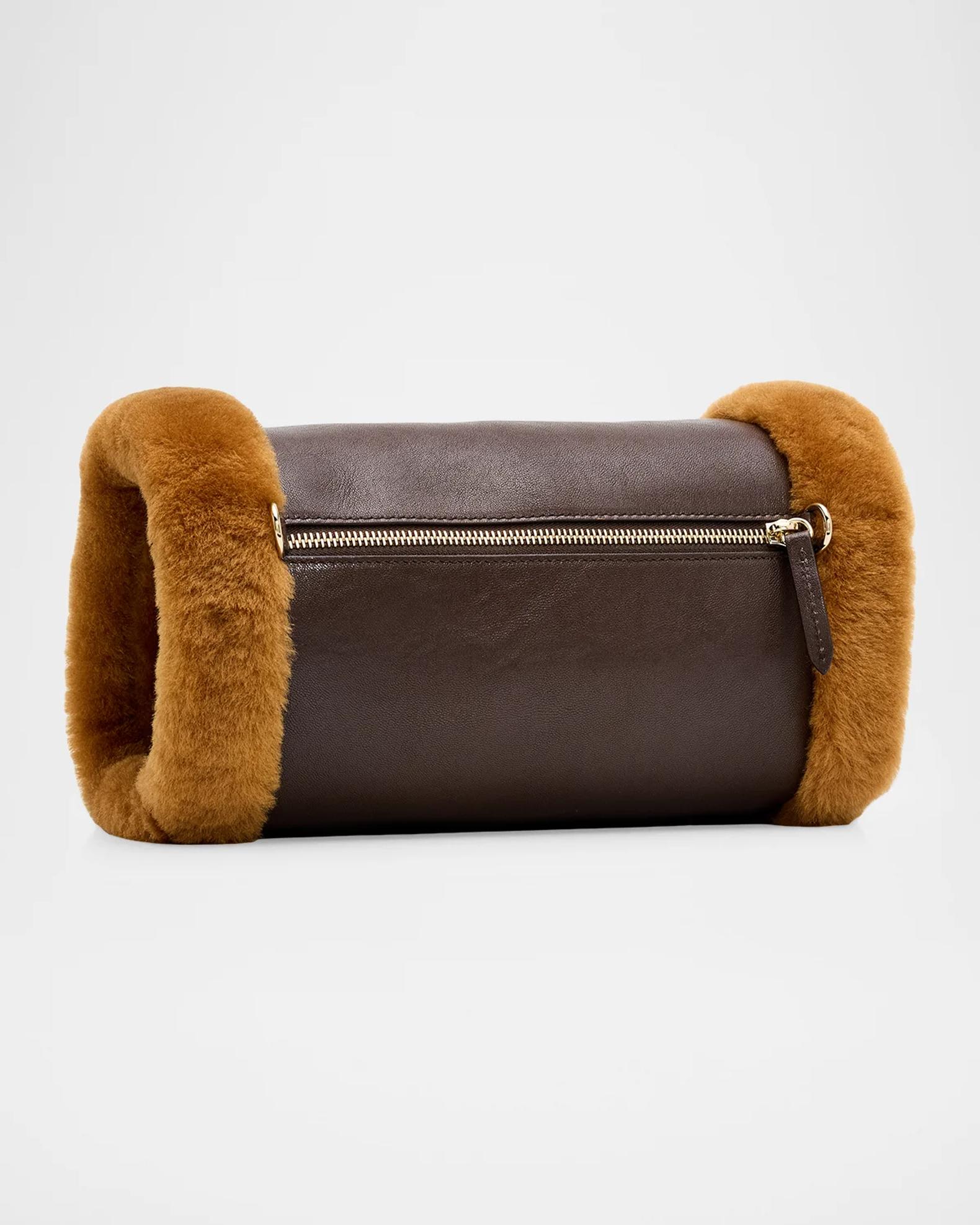 Jimmy Choo Shearling & Leather Hand Warmer Crossbody Bag | Neiman