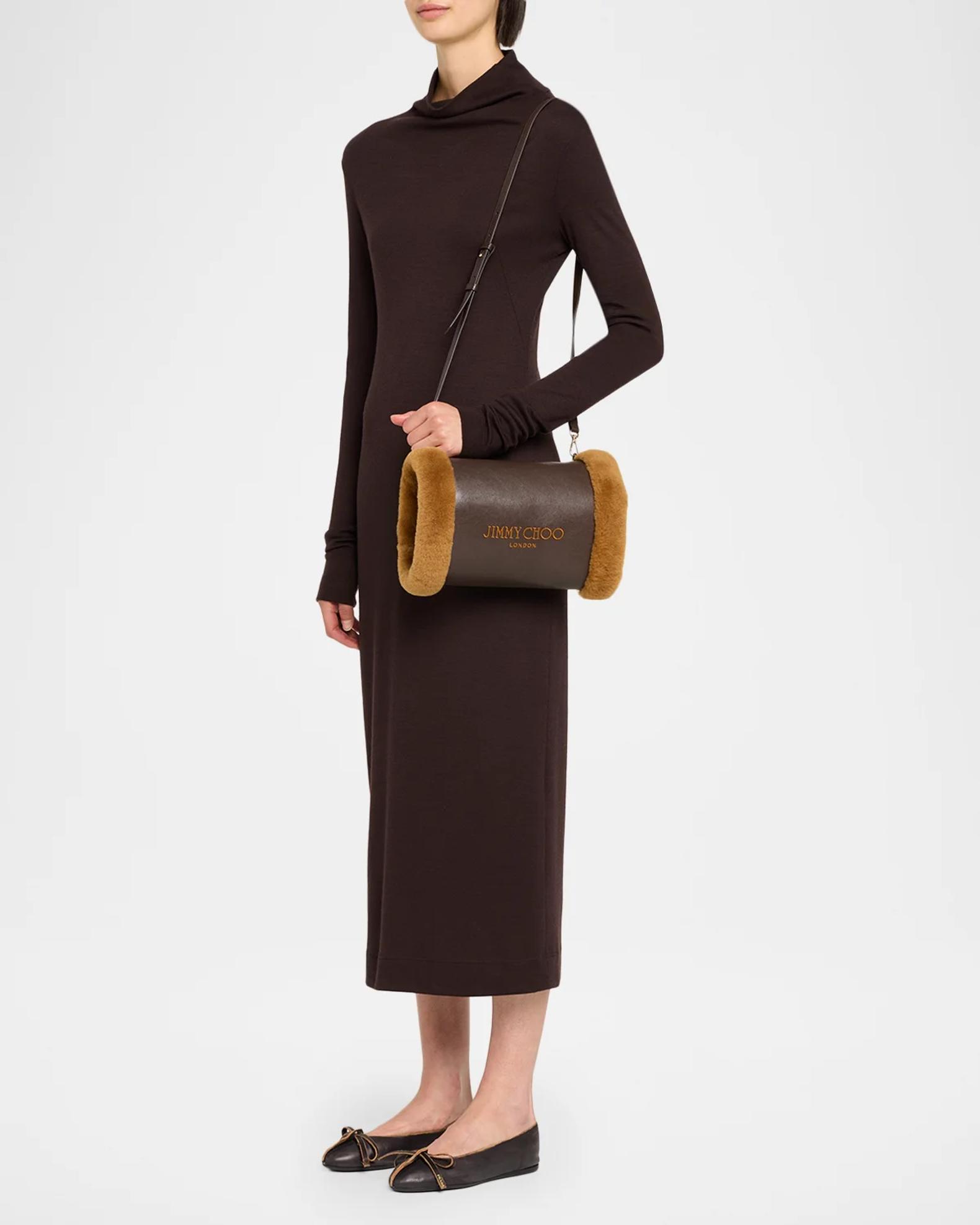 Jimmy Choo Shearling & Leather Hand Warmer Crossbody Bag | Neiman