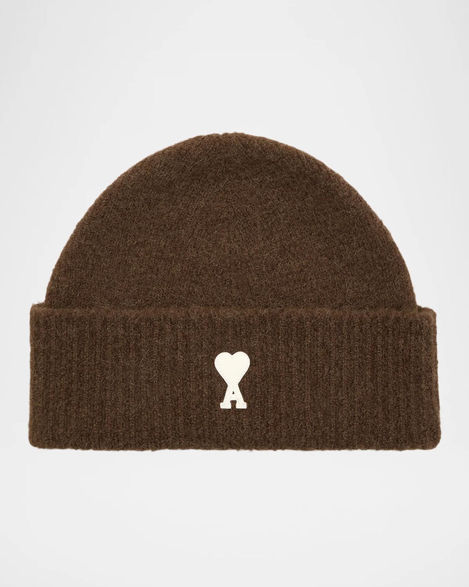 Ami Paris Logo Alpaca-Blend Knit Beanie Hat | Neiman Marcus