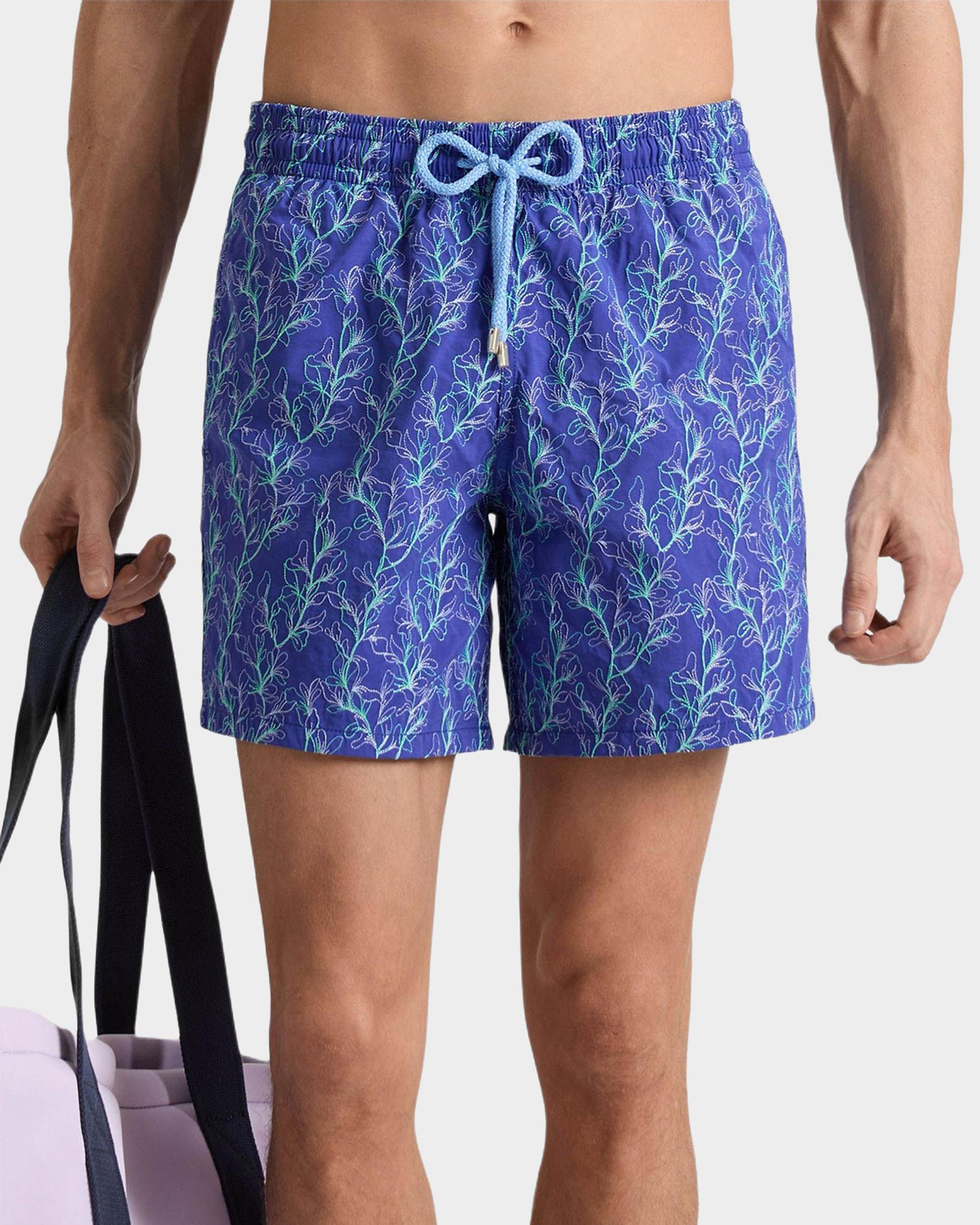 Vilebrequin Men's Mistral Embroidered X-Ray Seaweed Swim Shorts