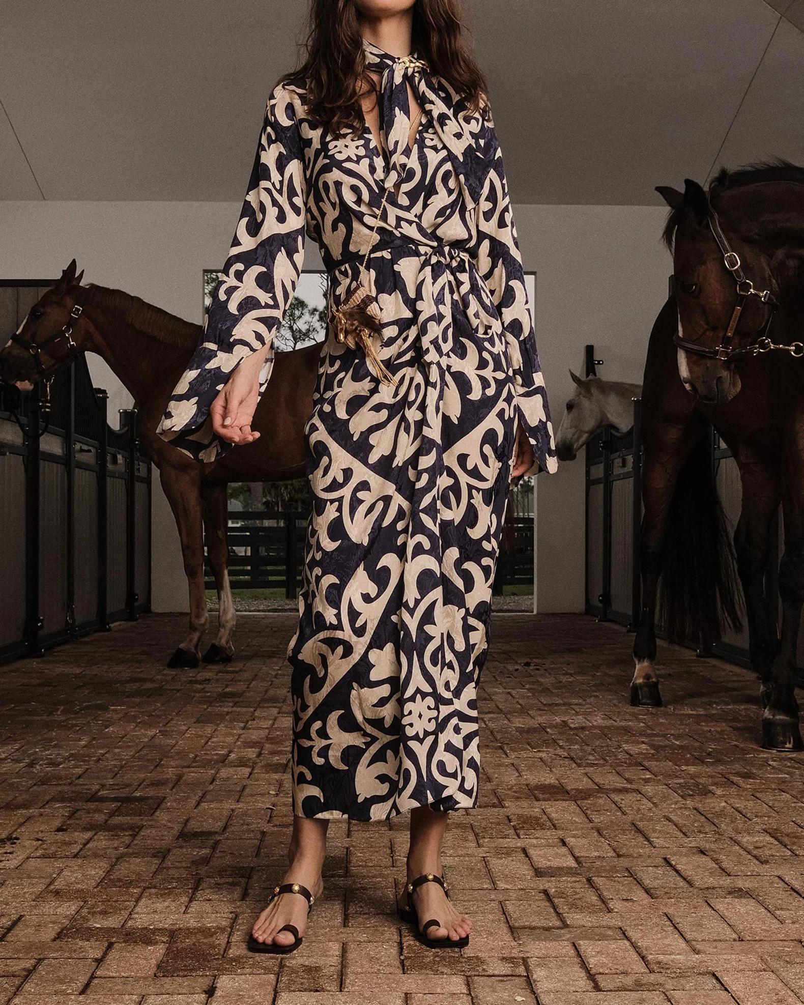 Johanna Ortiz Unmooring Silk Wrap Midi Dress | Neiman Marcus
