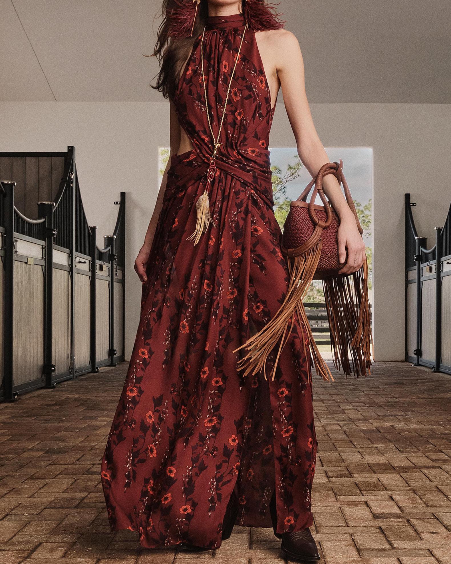 Johanna Ortiz Excepcionalidad Floral Silk Cutout Maxi Dress