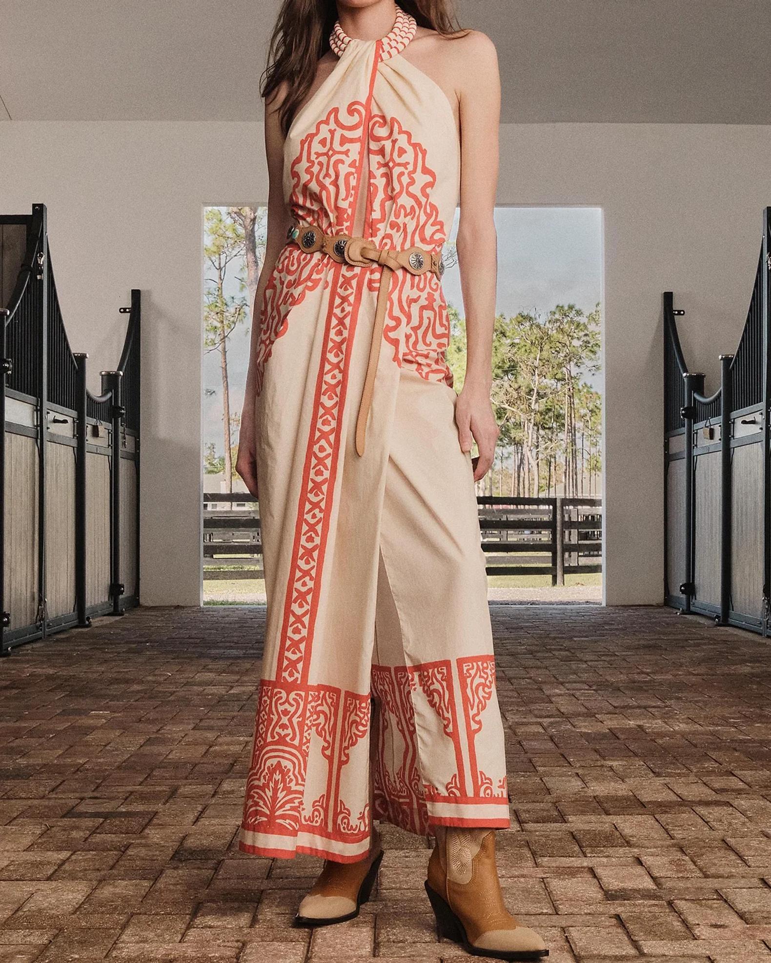 johanna ortiz halter dress Sunset Script Maxi 3/4 Sleeve
