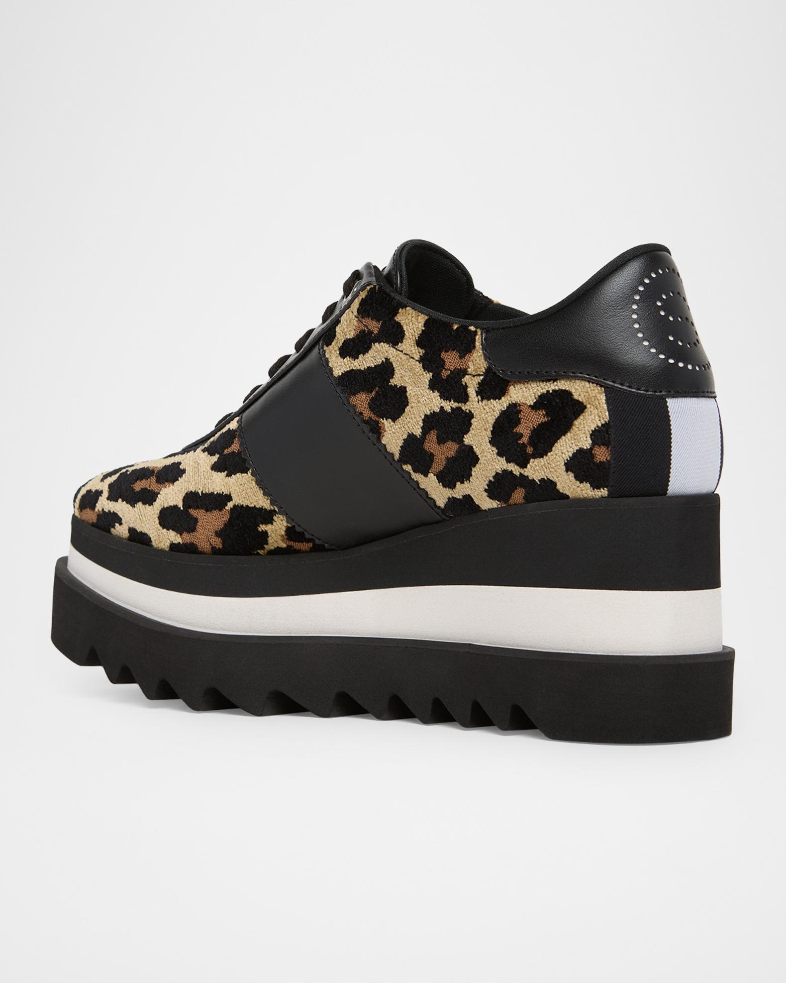 Stella McCartney Sneak-Elyse Ocelot Velvet Toothed-Sole Platform