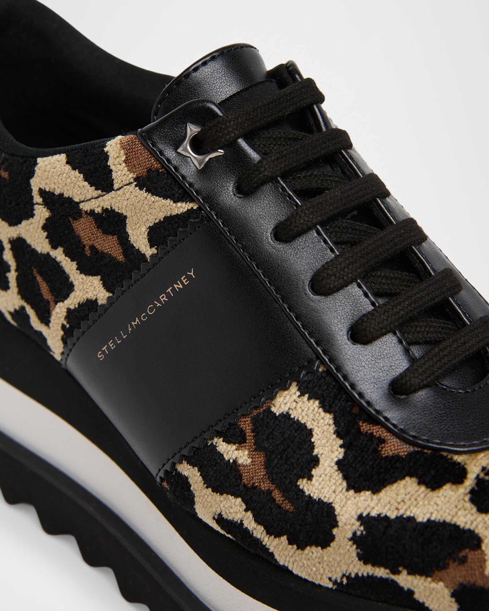 Stella McCartney Sneak-Elyse Ocelot Velvet Toothed-Sole Platform