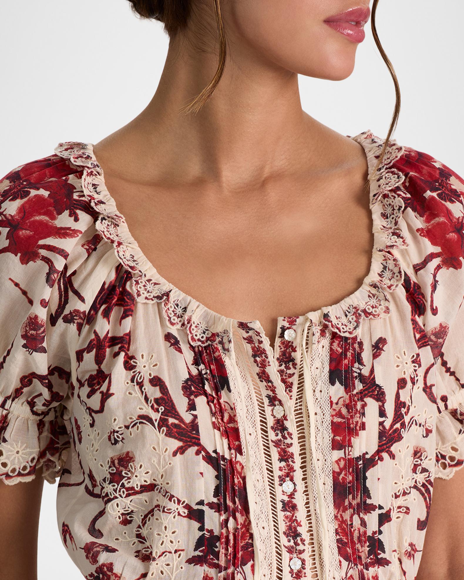 ALICE + OLIVIA McLaine Embroidered Puff-Sleeve Mini Dress | Neiman