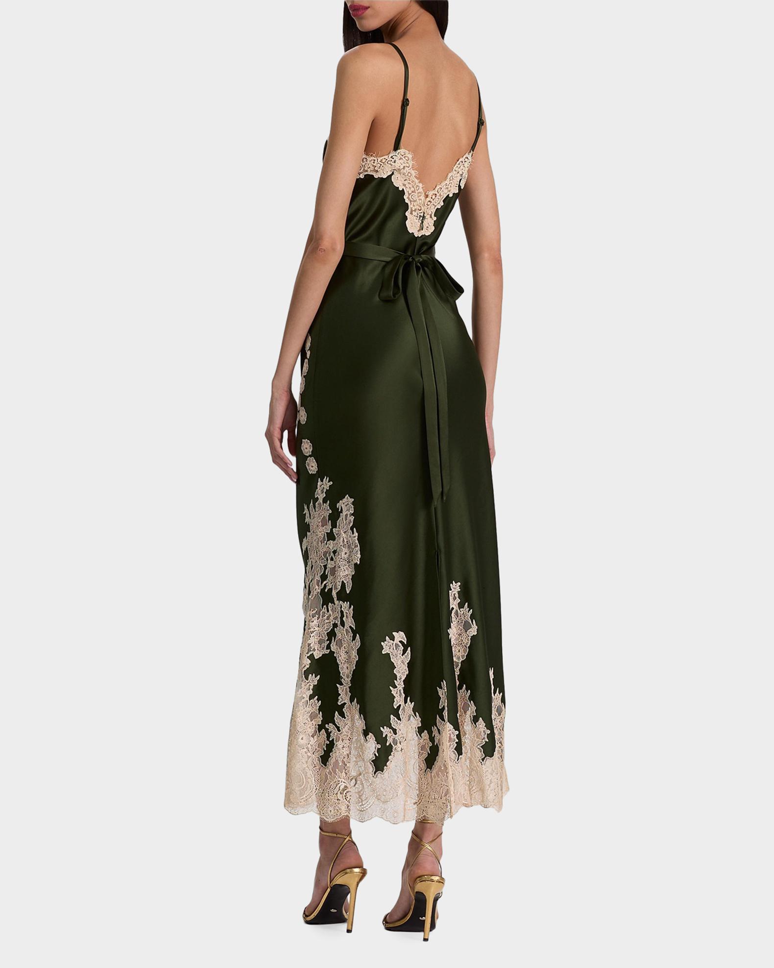 ALICE + OLIVIA Julietta Cutaway Lace-Trim Satin Dress | Neiman Marcus