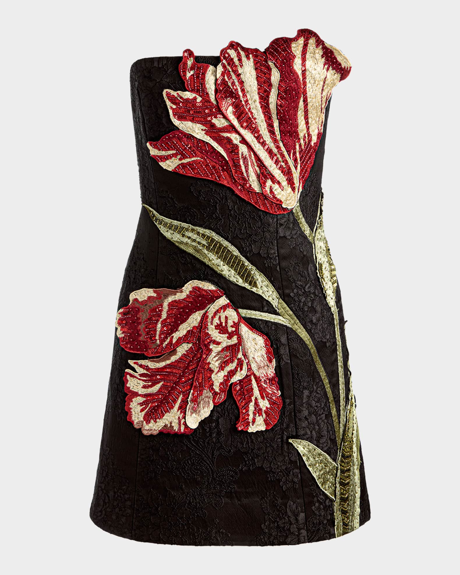 ALICE + OLIVIA Katia Embellished Strapless Mini Dress | Neiman Marcus