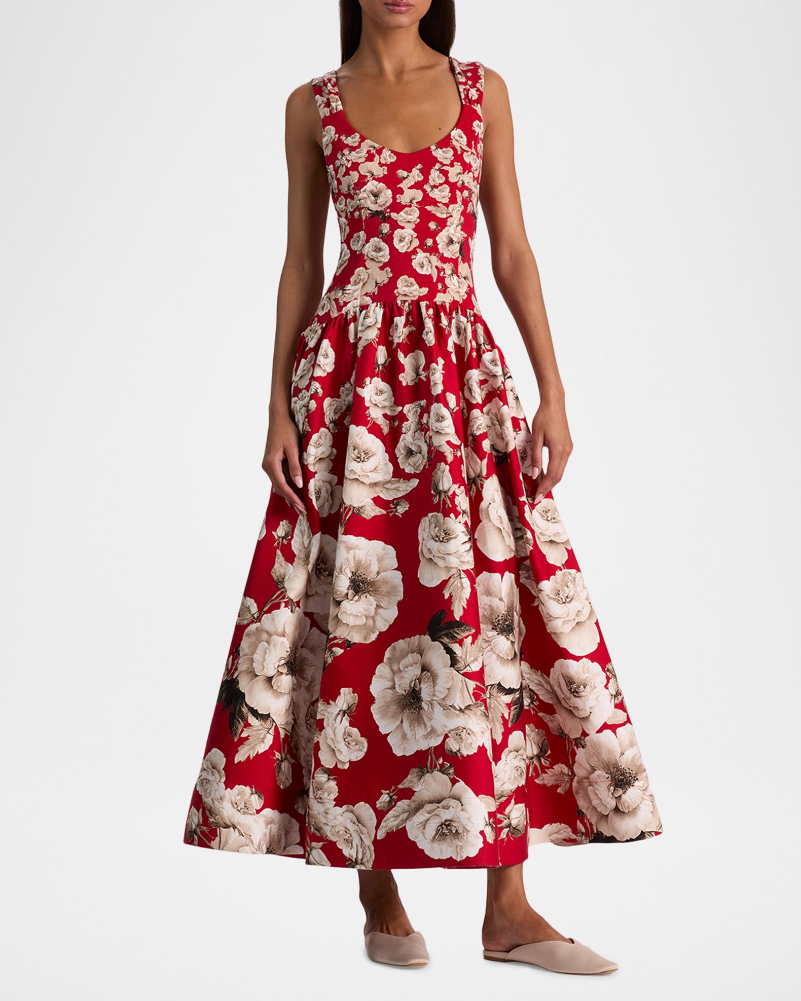 新品タグ付★alice+olivia★フローラル リボン マキシ丈 ワンピース ALICE + OLIVIA Oriana Floral Drop-Waist Maxi Dress | Neiman Marcus