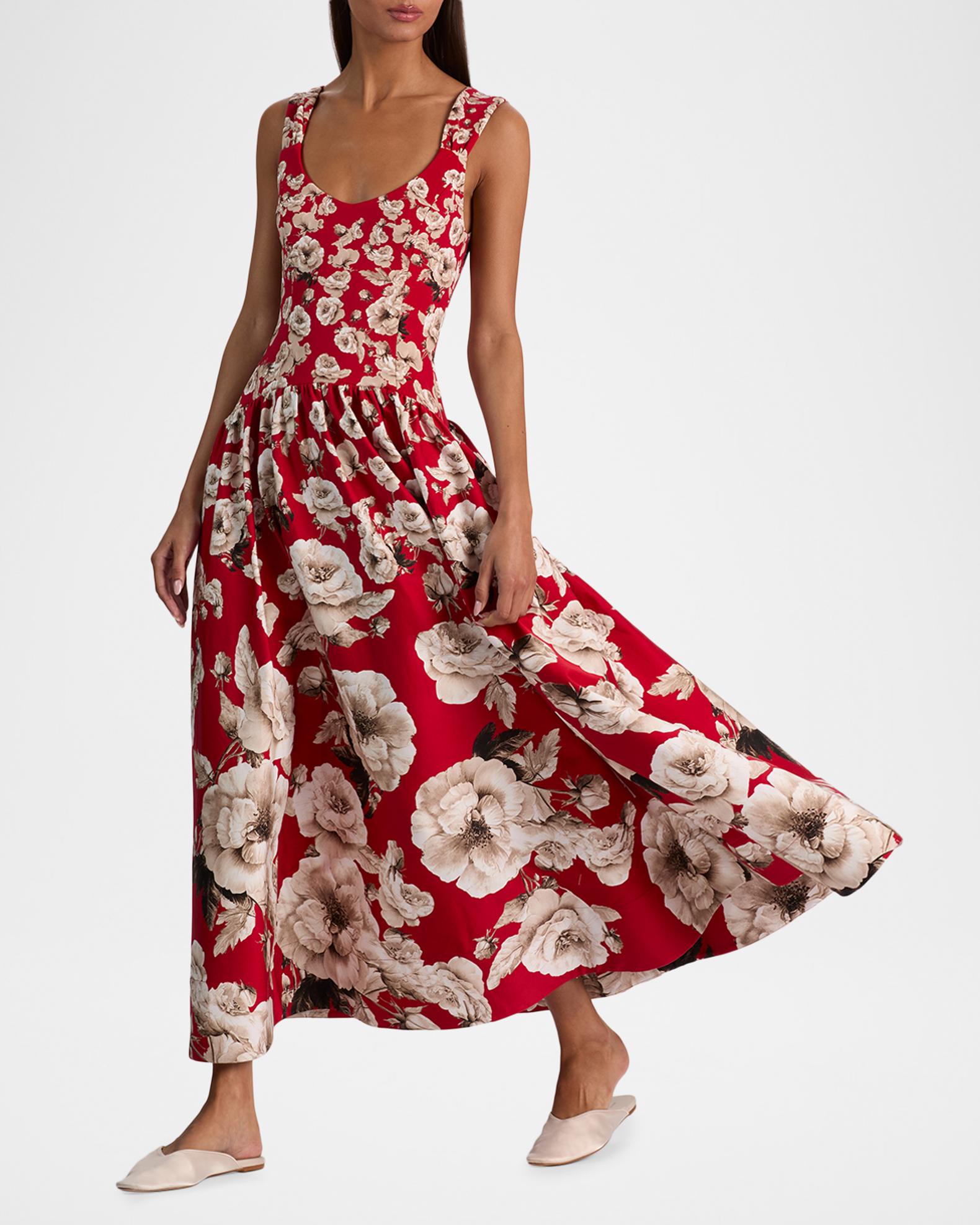 ALICE + OLIVIA Oriana Floral Drop-Waist Maxi Dress | Neiman Marcus