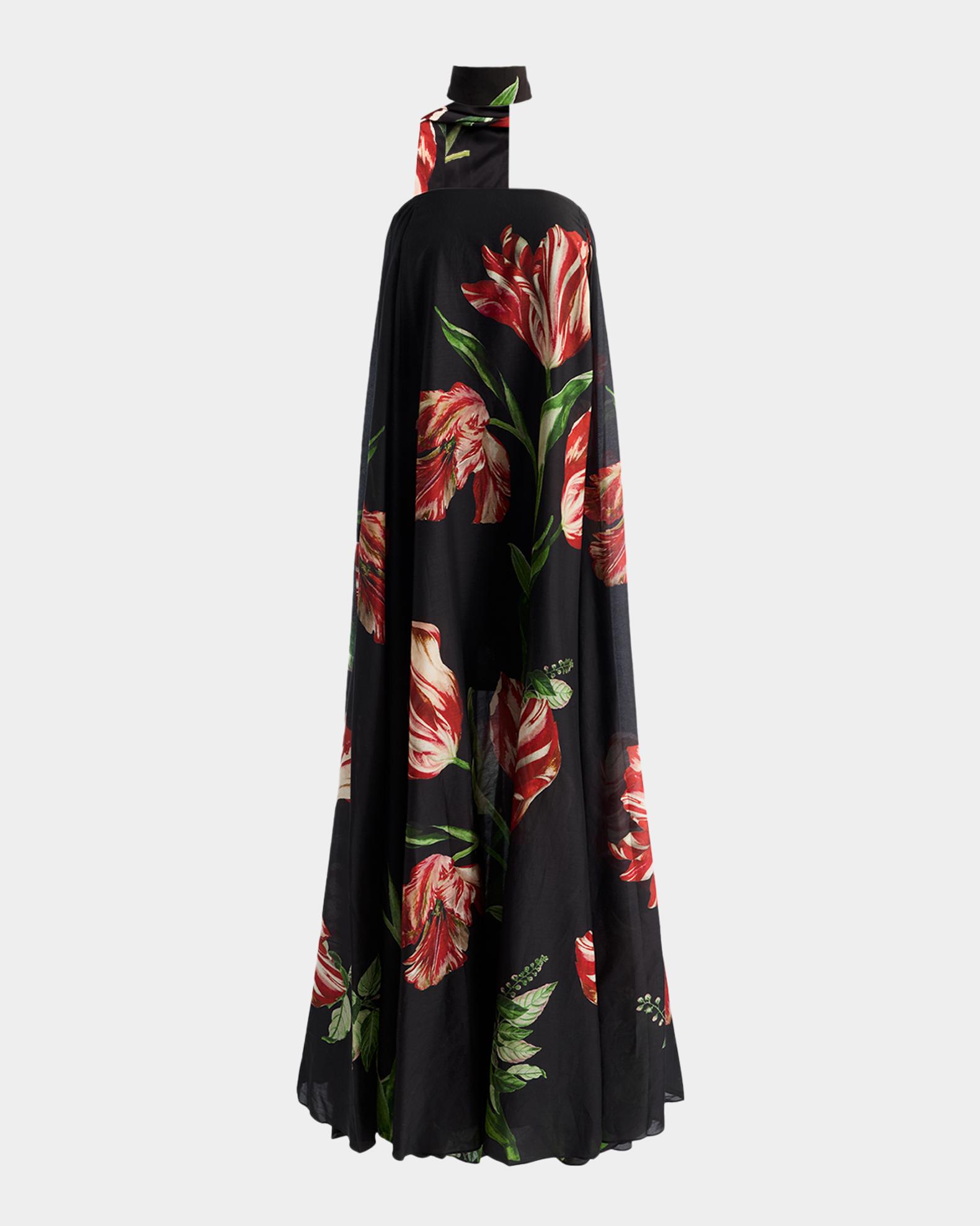 ALICE + OLIVIA Maricela Floral Scarf Maxi Dress | Neiman Marcus